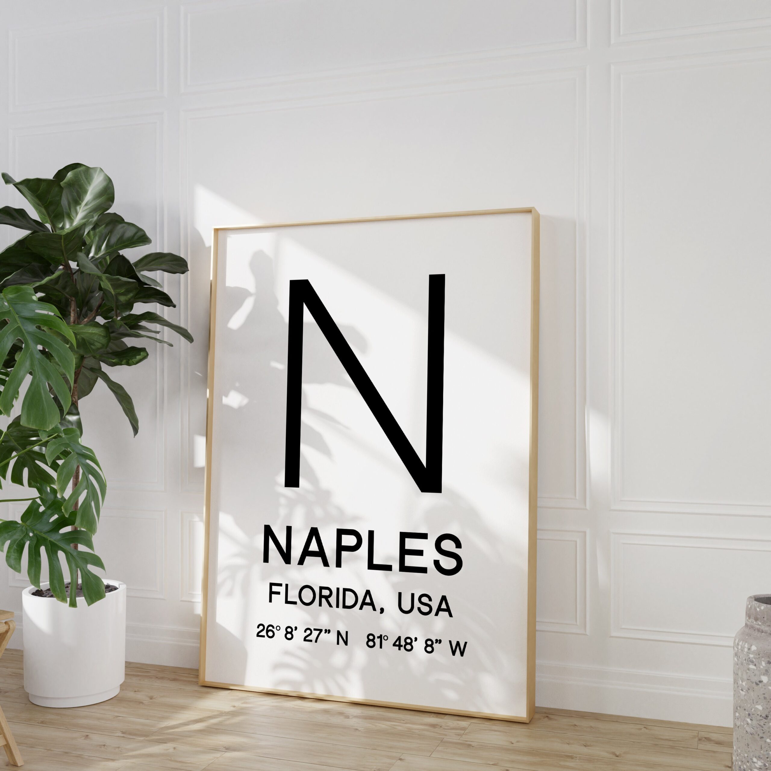 Naples, Florida with GPS Coordinates Minimalist Art Print - Image 5