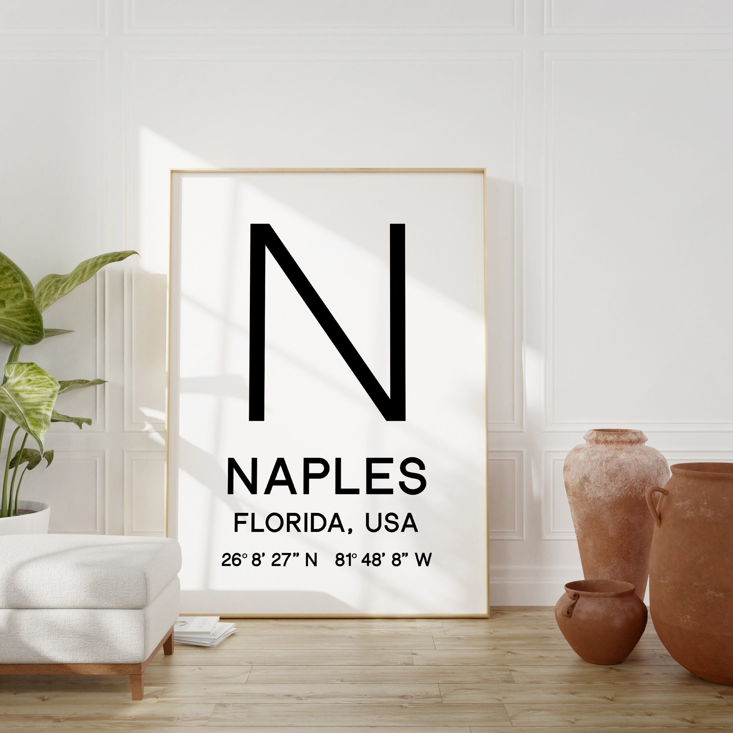 Naples, Florida with GPS Coordinates Minimalist Art Print - Image 4