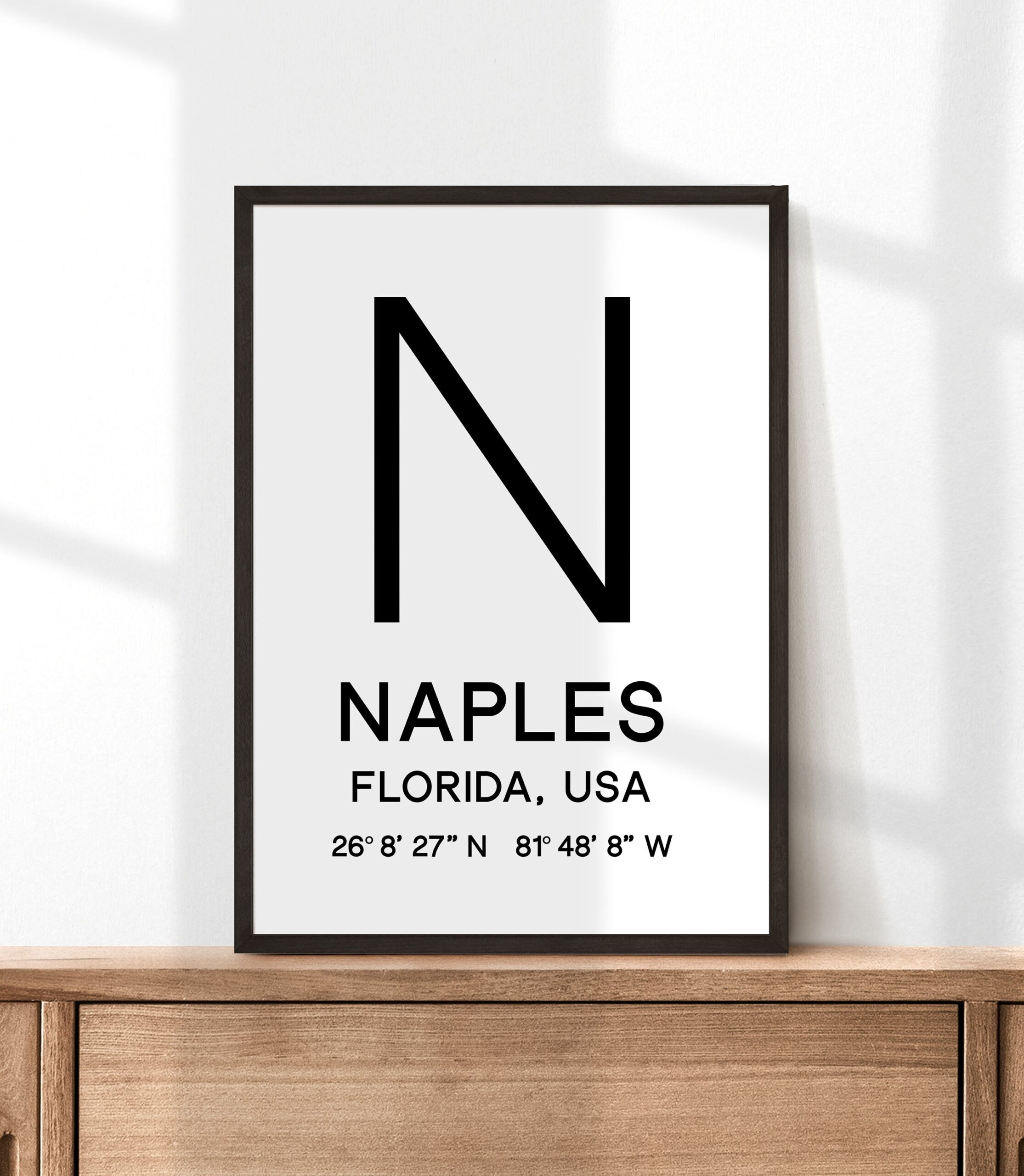 Naples, Florida with GPS Coordinates Minimalist Art Print - Image 3