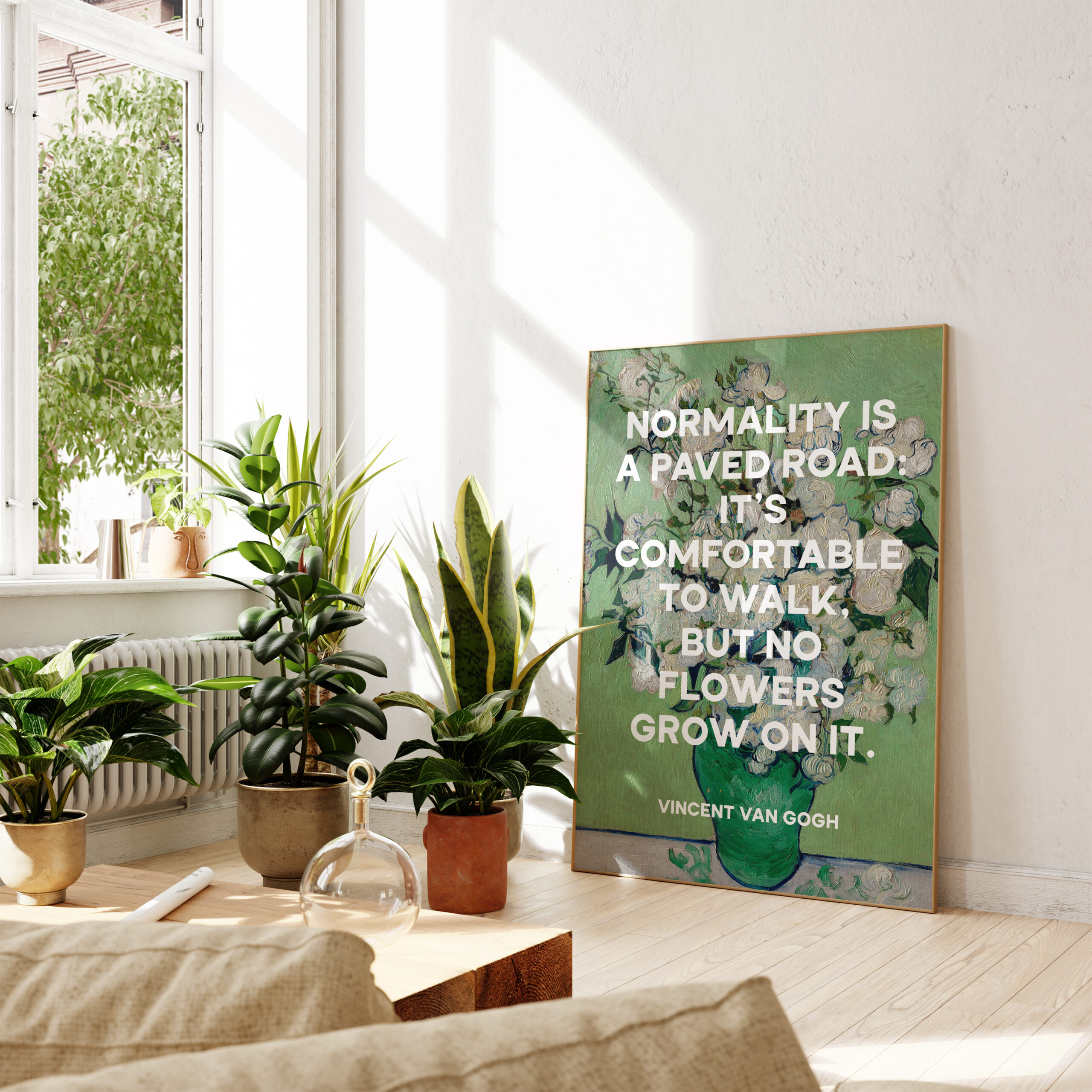 Normality is a paved road: It's comfortable to walk, but no flowers grow on it. Vincent van Gogh Quote Art Print - Roses (1890) Painting - Image 5