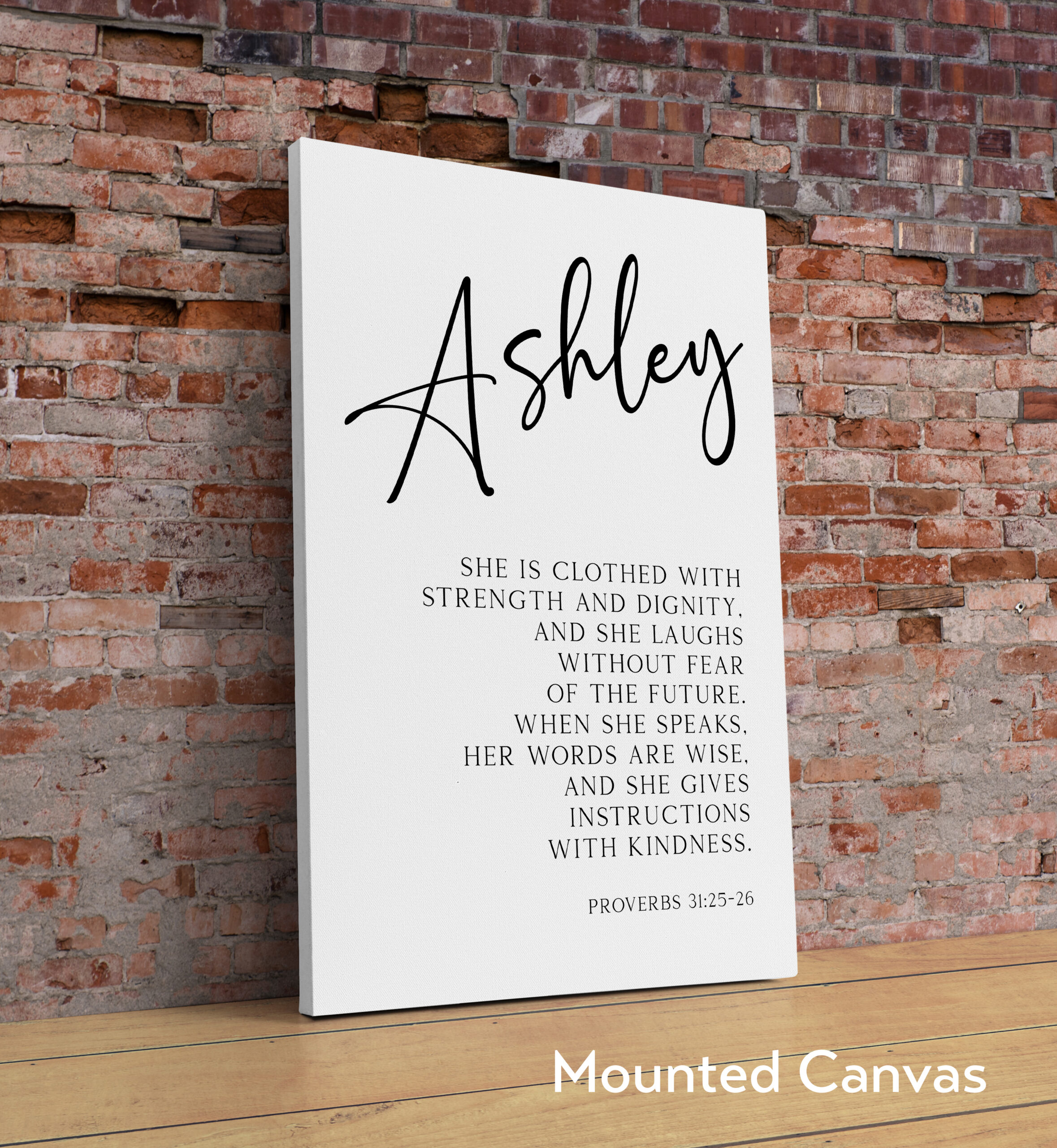 Proverbs 31:25-26 She is clothed with strength & dignity, and she laughs without fear of the future... Personalized Typography Art Print - Image 2