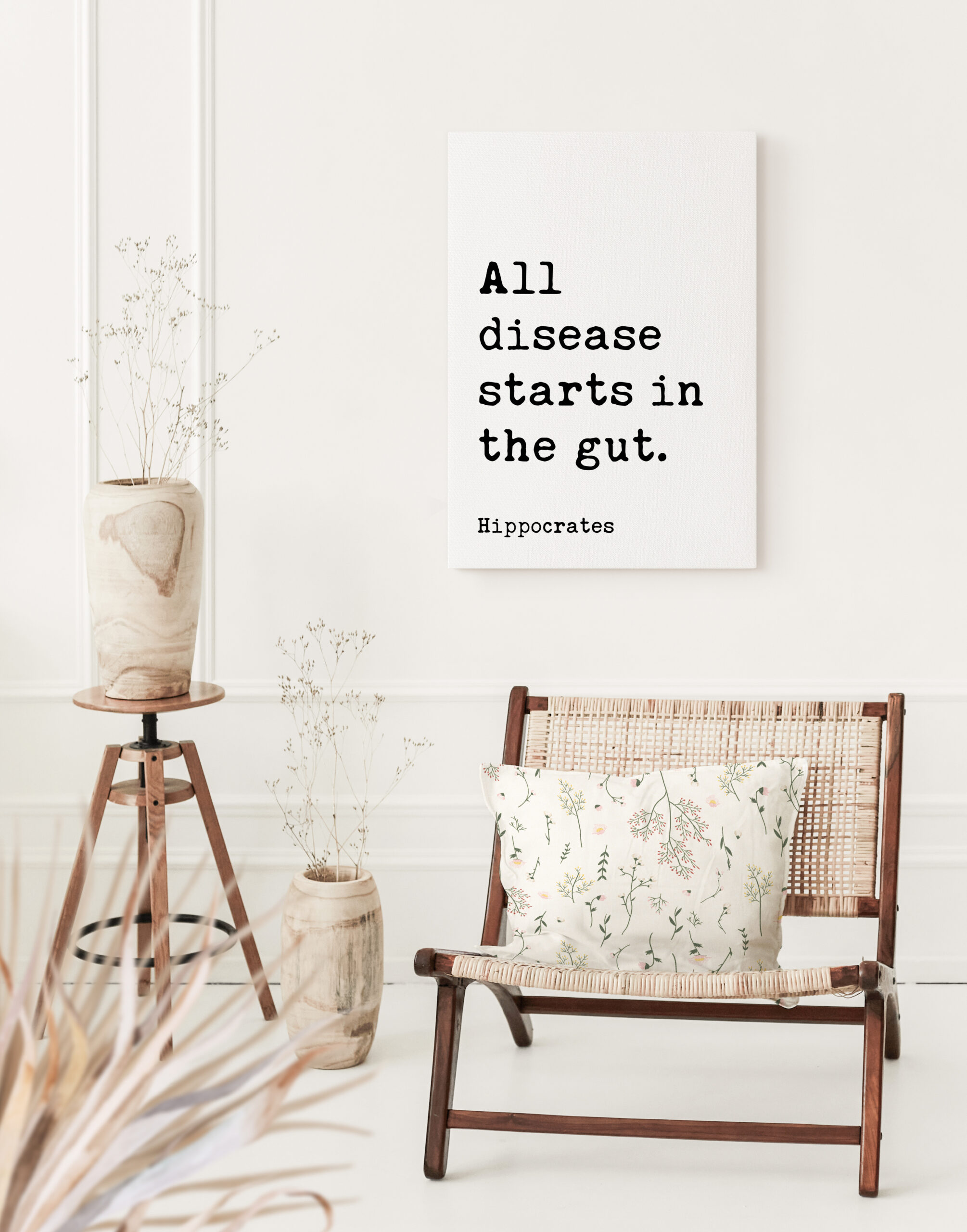 All disease starts in the gut. Hippocrates Quote. Low Profile Mounted Canvas Typography Art Print - Image 3