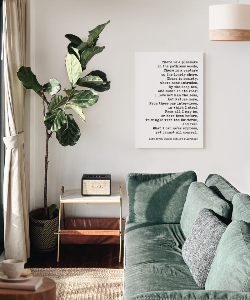 Lord Byron Quote - There is a pleasure in the pathless woods. Low Profile Mounted Canvas Typography Art Print - Image 3
