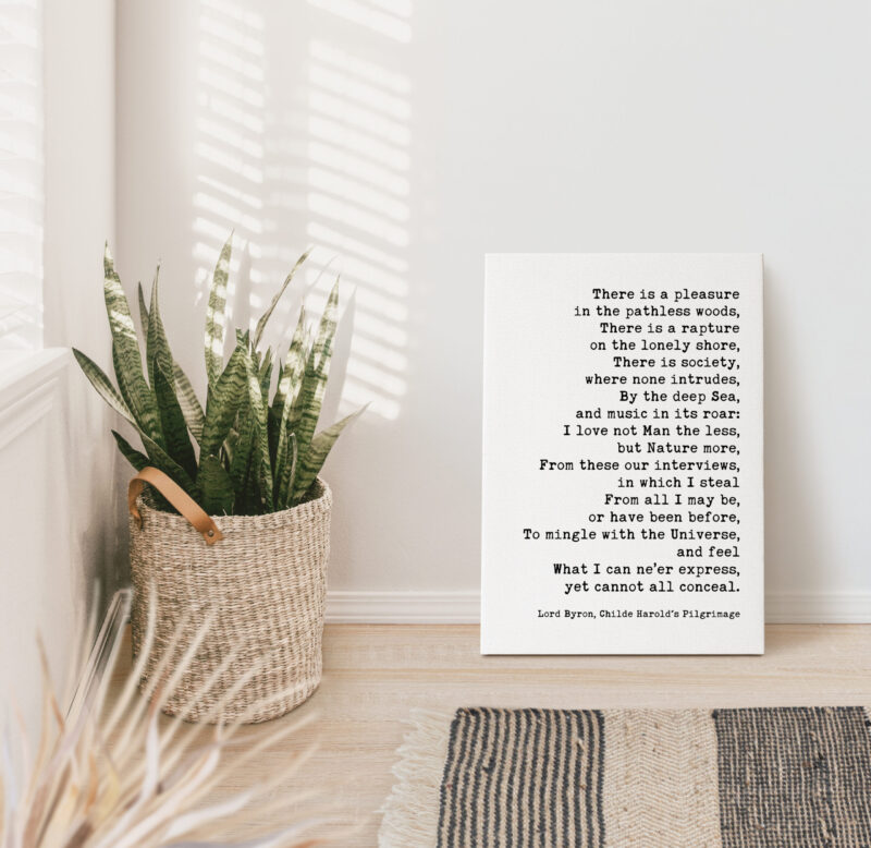 Lord Byron Quote - There is a pleasure in the pathless woods. Low Profile Mounted Canvas Typography Art Print - Image 4