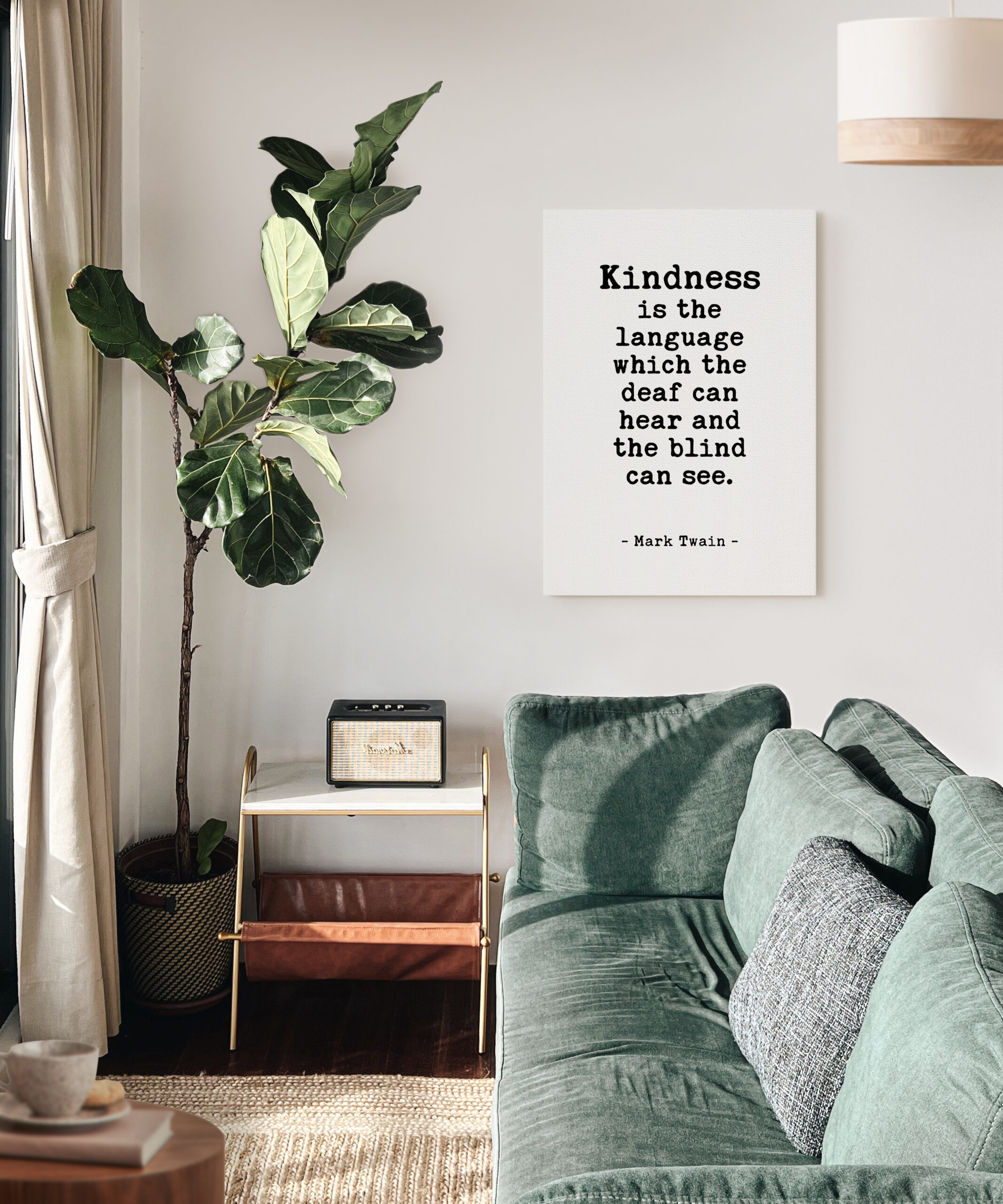 Kindness is the language which the deaf can hear and the blind can see. - Mark Twain Quote Low Profile Mounted Canvas Typography Art Print - Image 3