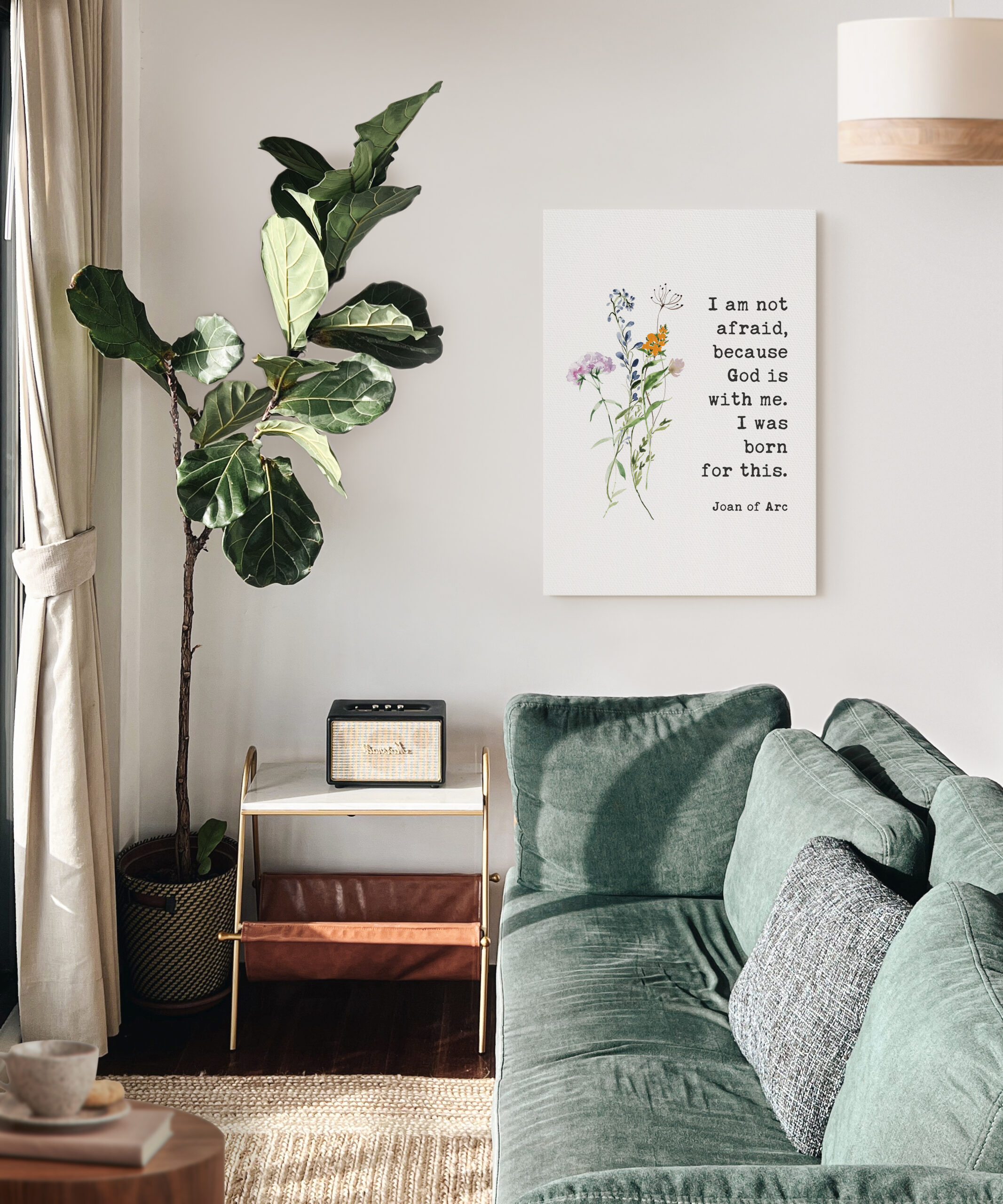 I am not afraid, because God is with me. I was born for this. Joan of Arc Quote Low Profile Mounted Canvas Typography Art Print - Image 4