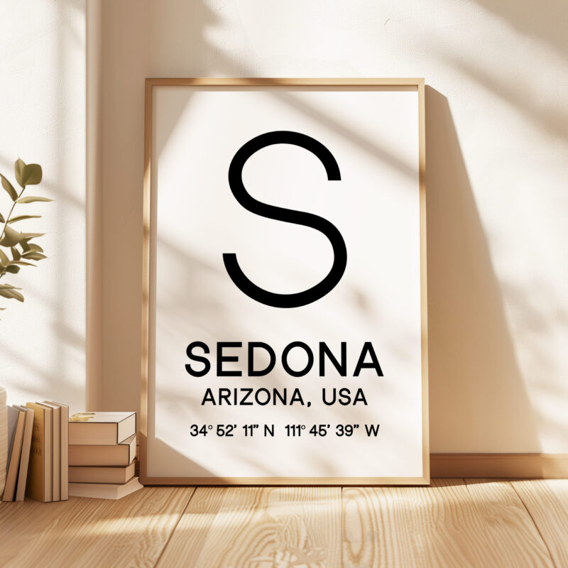 Sedona, Arizona with GPS Coordinates Typography Minimalist Art Print - Image 3