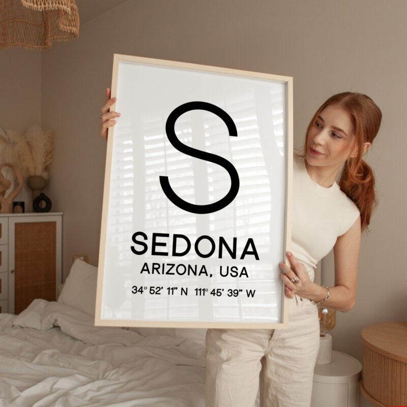 Sedona, Arizona with GPS Coordinates Typography Minimalist Art Print - Image 4