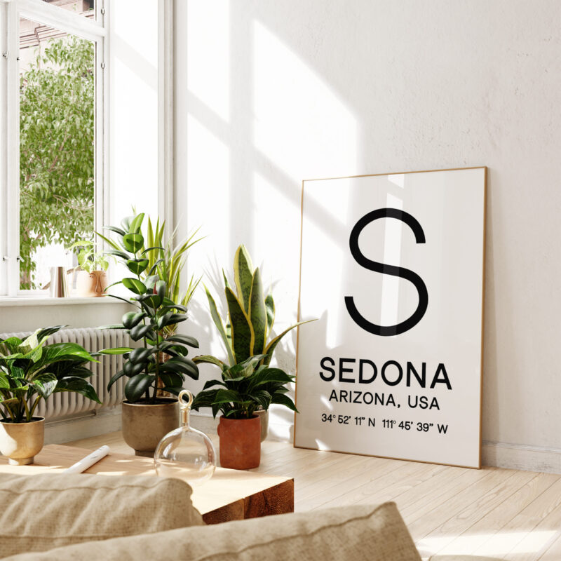 Sedona, Arizona with GPS Coordinates Typography Minimalist Art Print - Image 5