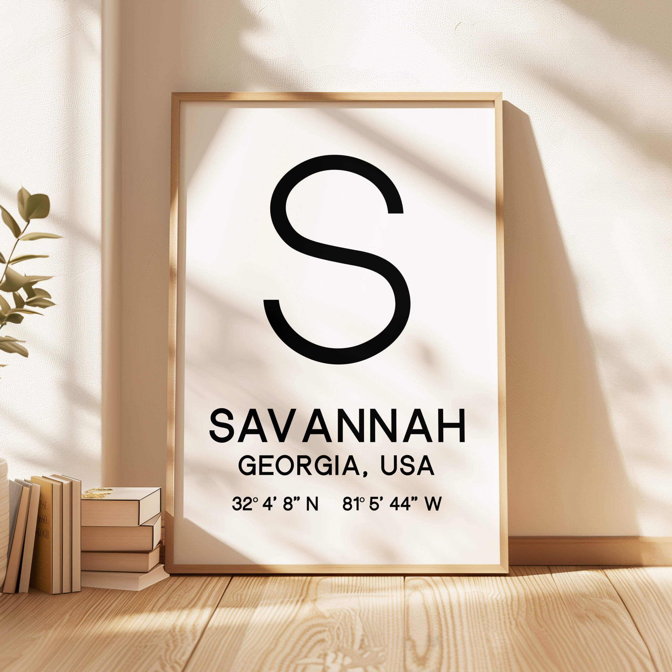 Savannah, Georgia with GPS Coordinates Typography Minimalist Art Print - Image 5