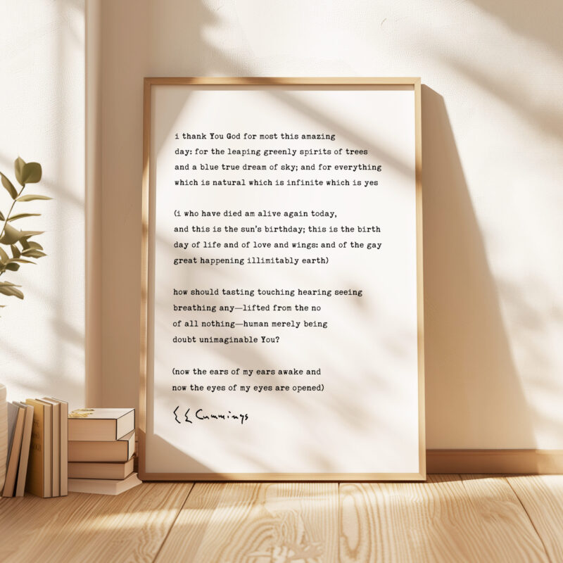 i thank You God for most this amazing - E.E. Cummings Poem Typography Art Print - Image 5