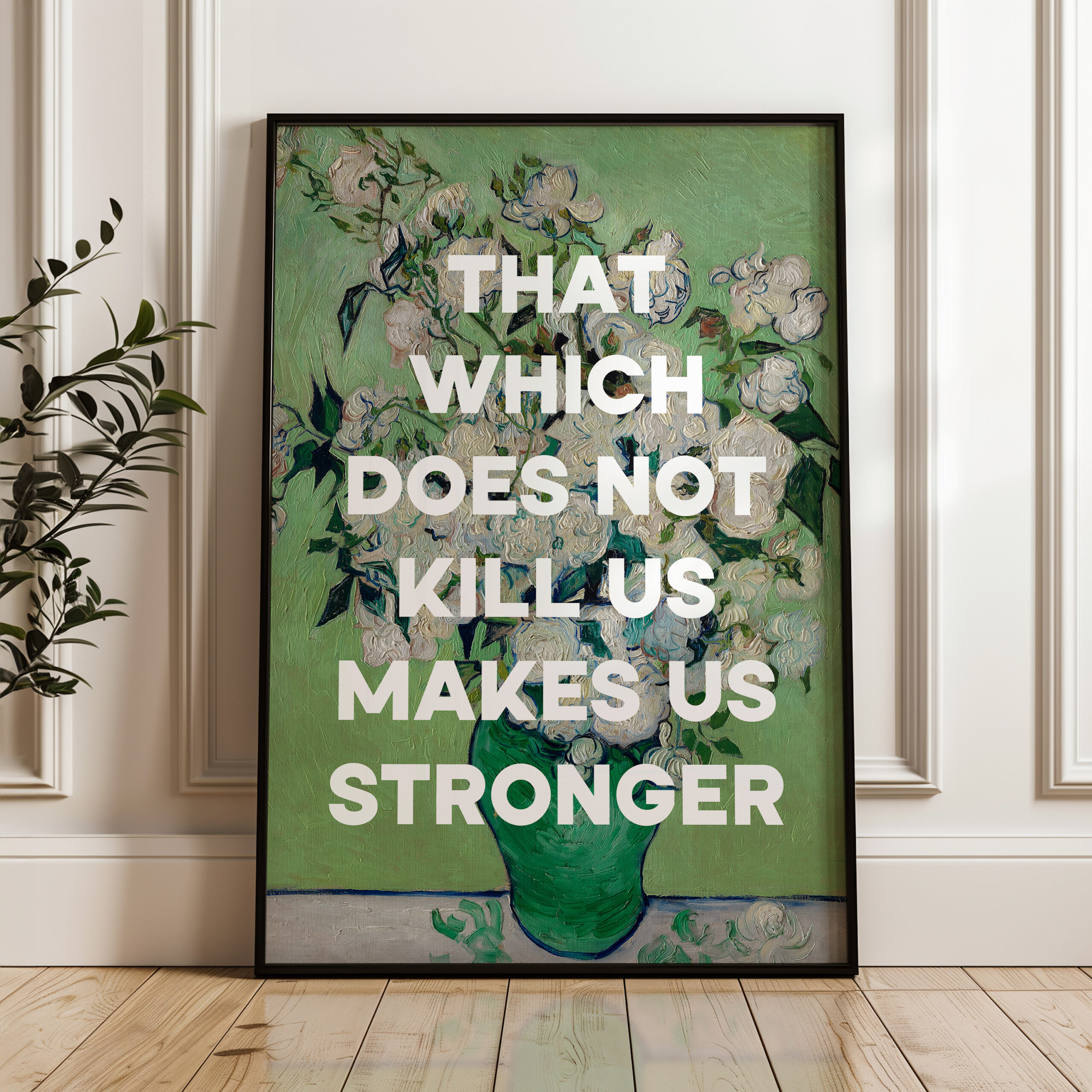 That which does not kill us makes us stronger. Friedrich Nietzsche Quote Typography Art Print - Roses (1890) Painting - Image 3