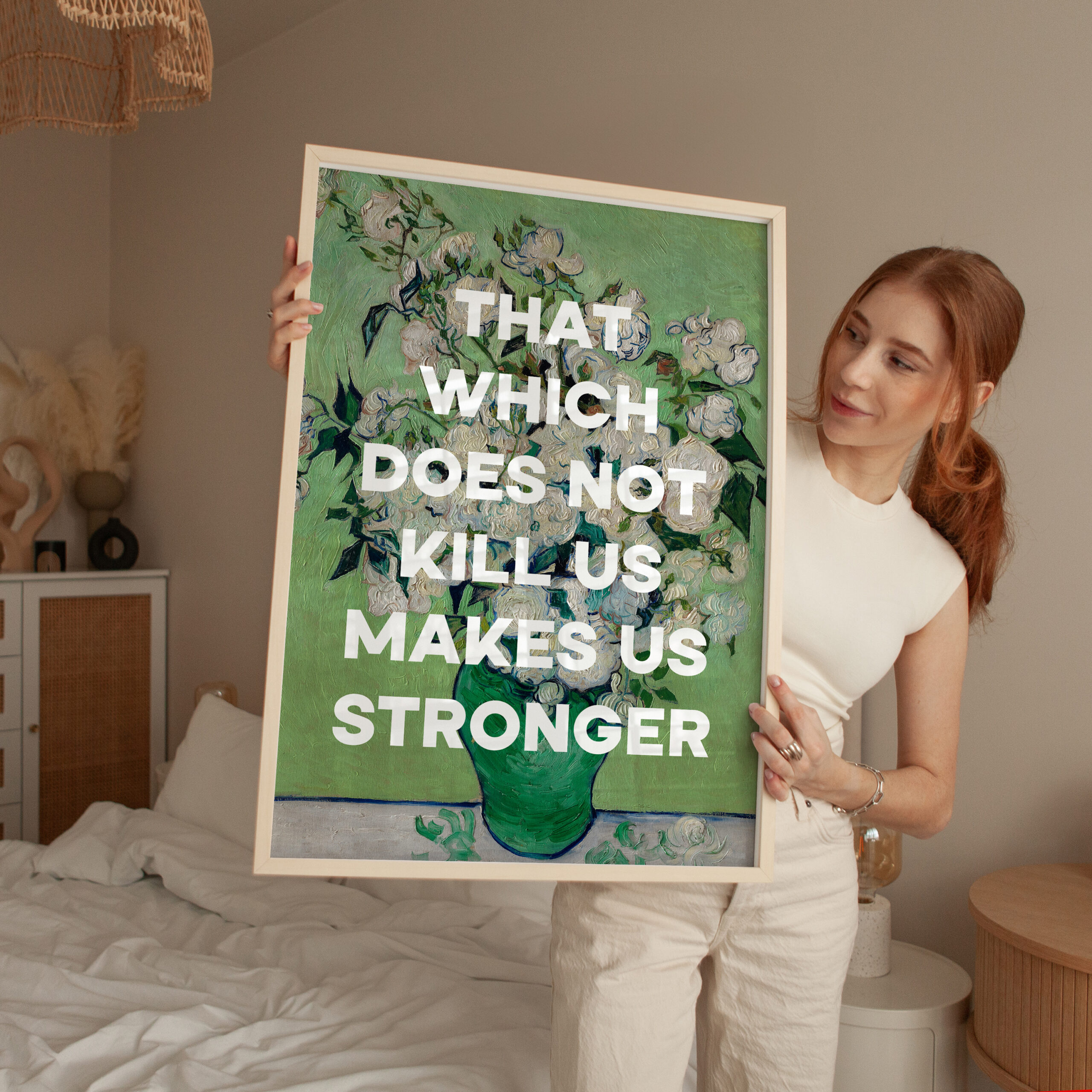 That which does not kill us makes us stronger. Friedrich Nietzsche Quote Typography Art Print - Roses (1890) Painting - Image 4