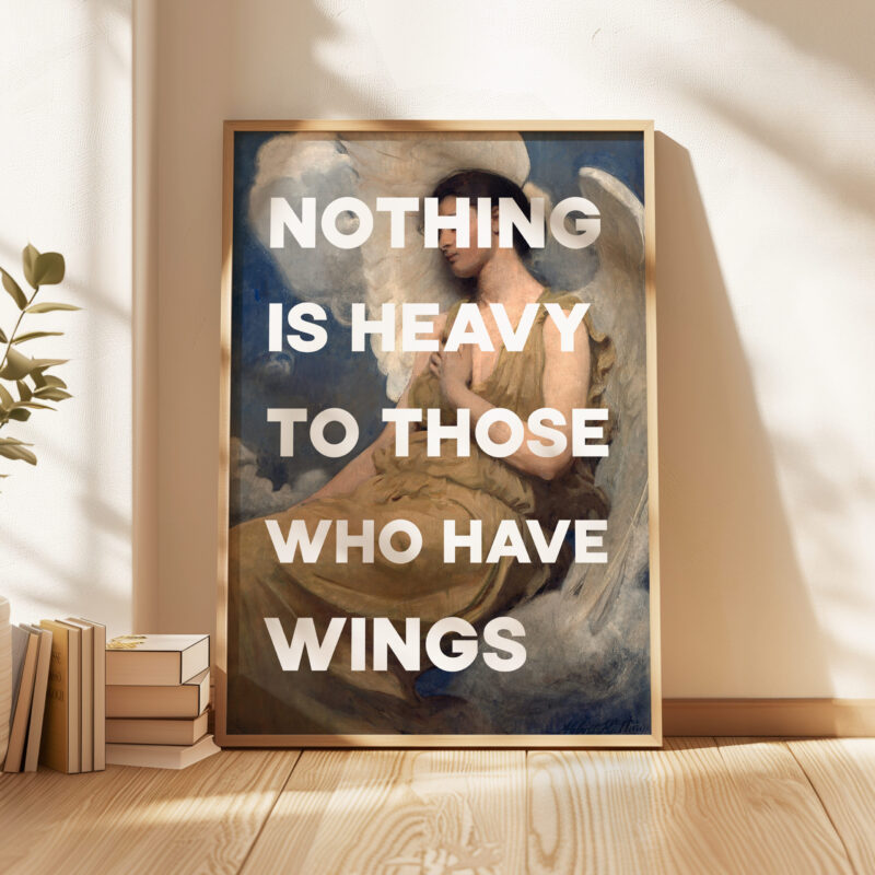 Nothing Is Heavy To Those Who Have Wings Typography Art Print with Winged Figure (1889) by Abbott Handerson Thayer - Image 5