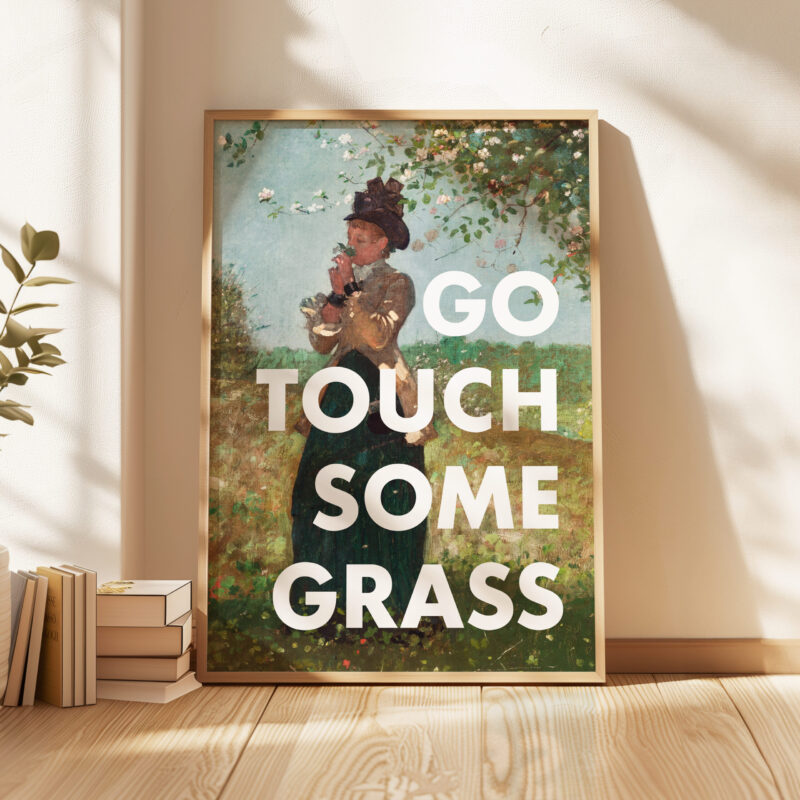 Go Touch Some Grass Typography Art Print featuring The Yellow Jacket (1879) by Winslow Homer. - Image 3