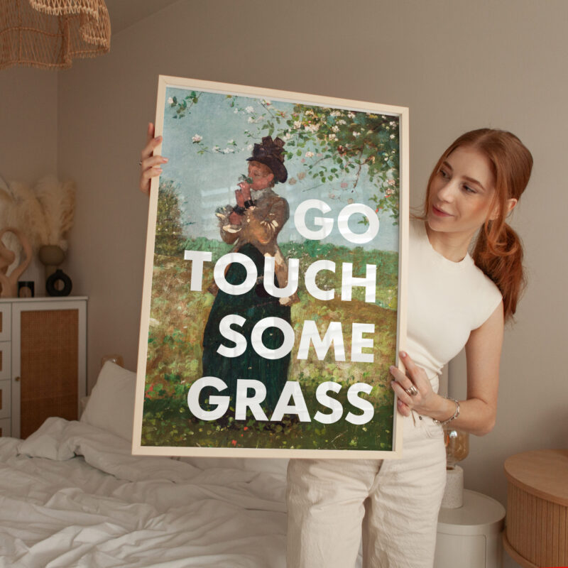 Go Touch Some Grass Typography Art Print featuring The Yellow Jacket (1879) by Winslow Homer. - Image 4
