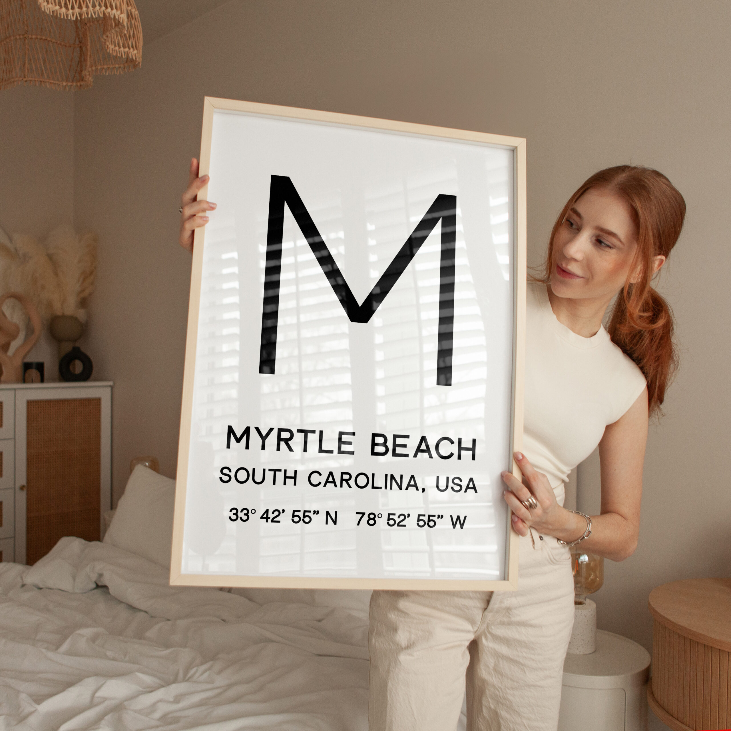 Myrtle Beach, SC with GPS Coordinates Minimalist Typography Art Print - Image 4