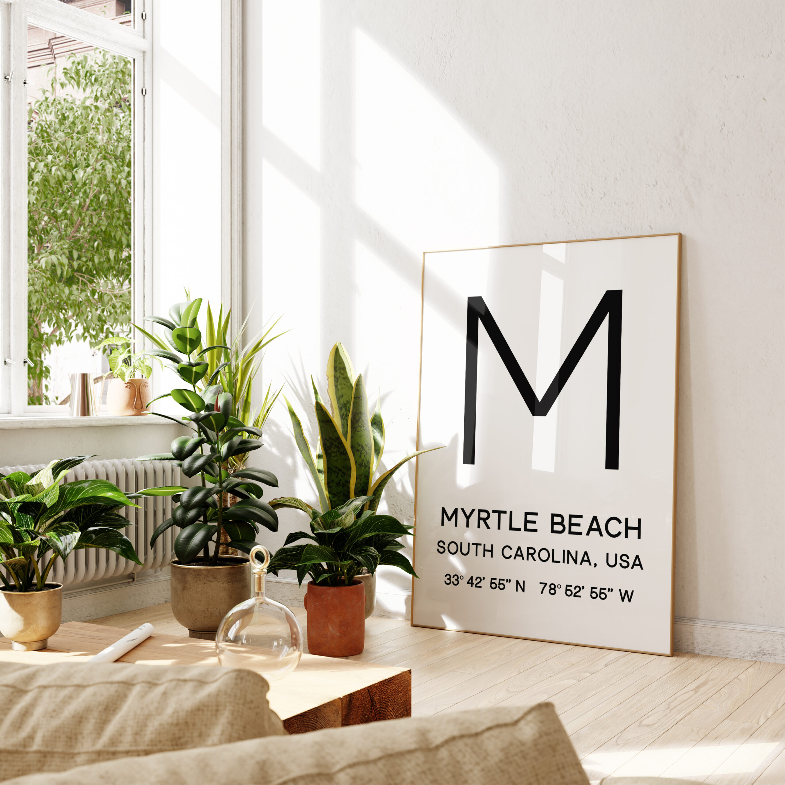 Myrtle Beach, SC with GPS Coordinates Minimalist Typography Art Print - Image 3
