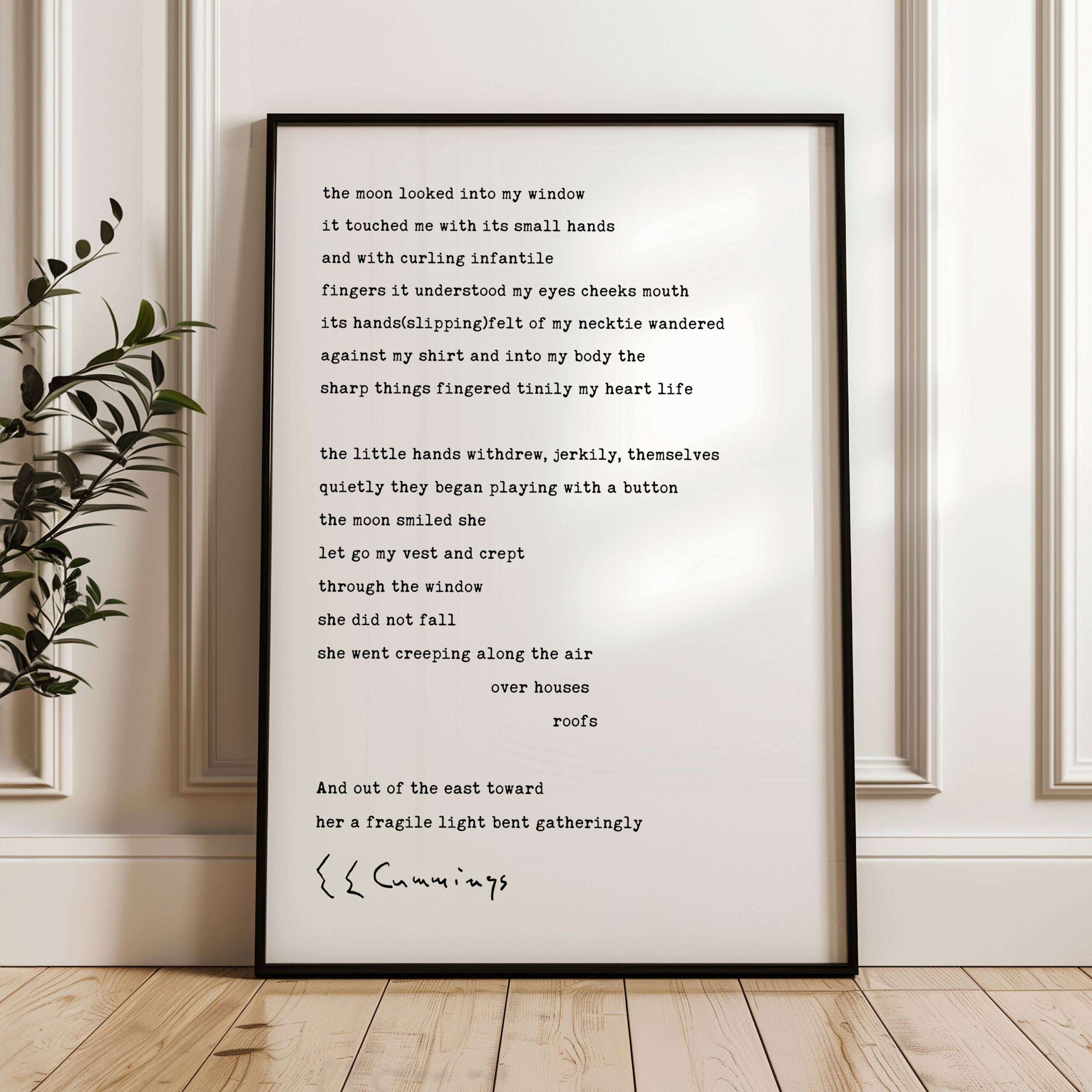 The Moon Looked Into my Window Poem by E. E. Cummings Typography Art Print - Image 3