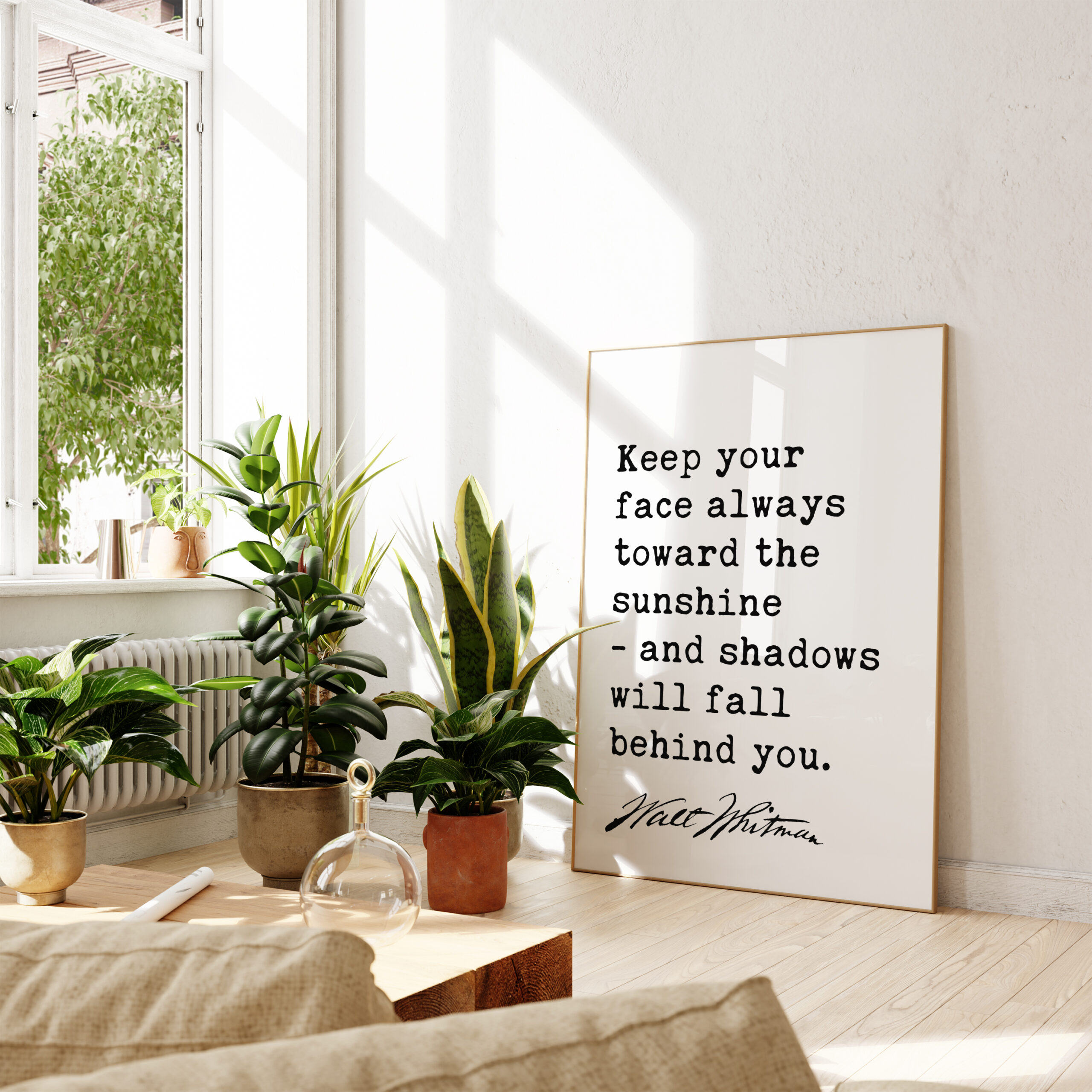 Keep your face always toward the sunshine - and shadows will fall behind you. - Walt Whitman Quote Typography Art Print - Image 5