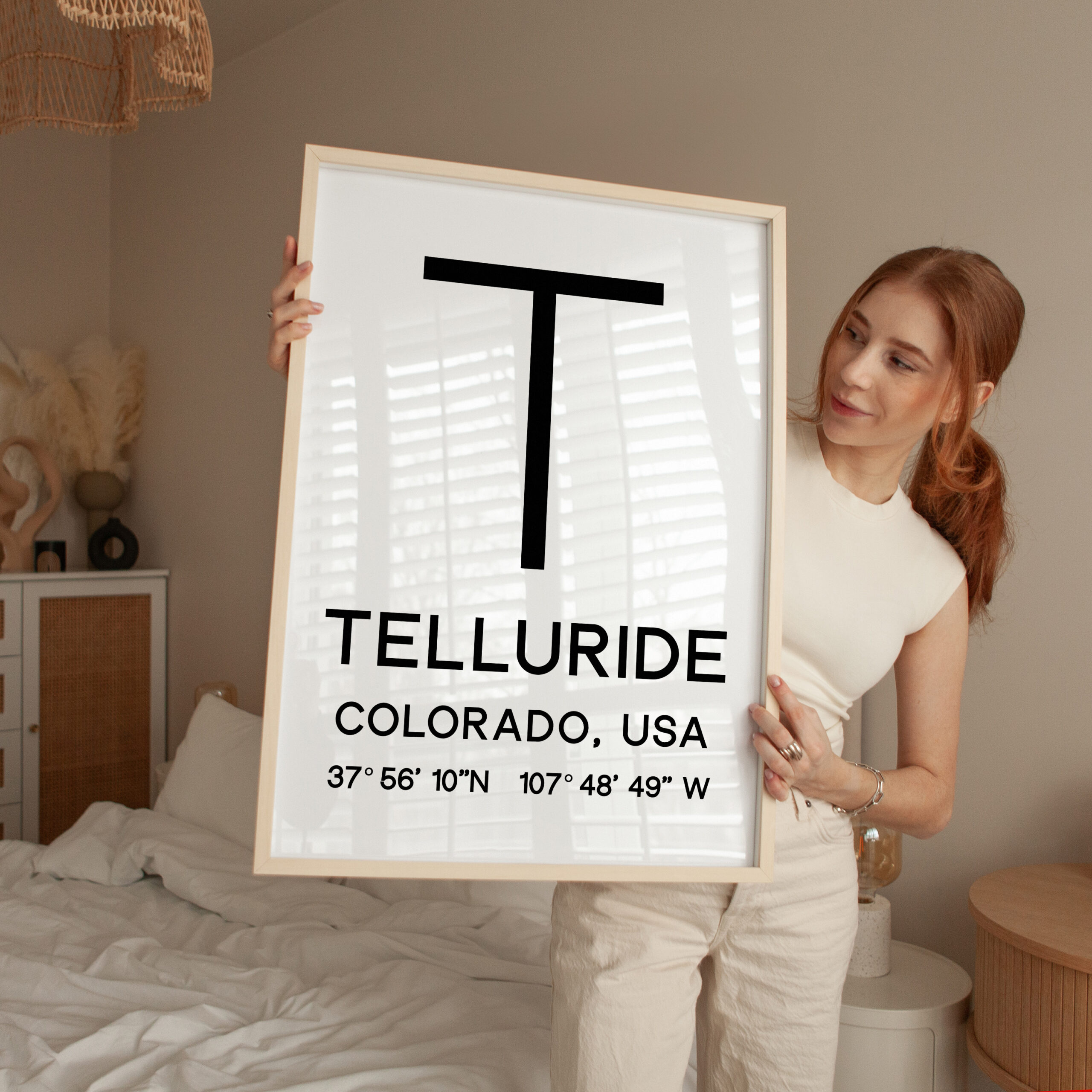 Telluride, Colorado with GPS Coordinates Minimalist Art Print - Image 3