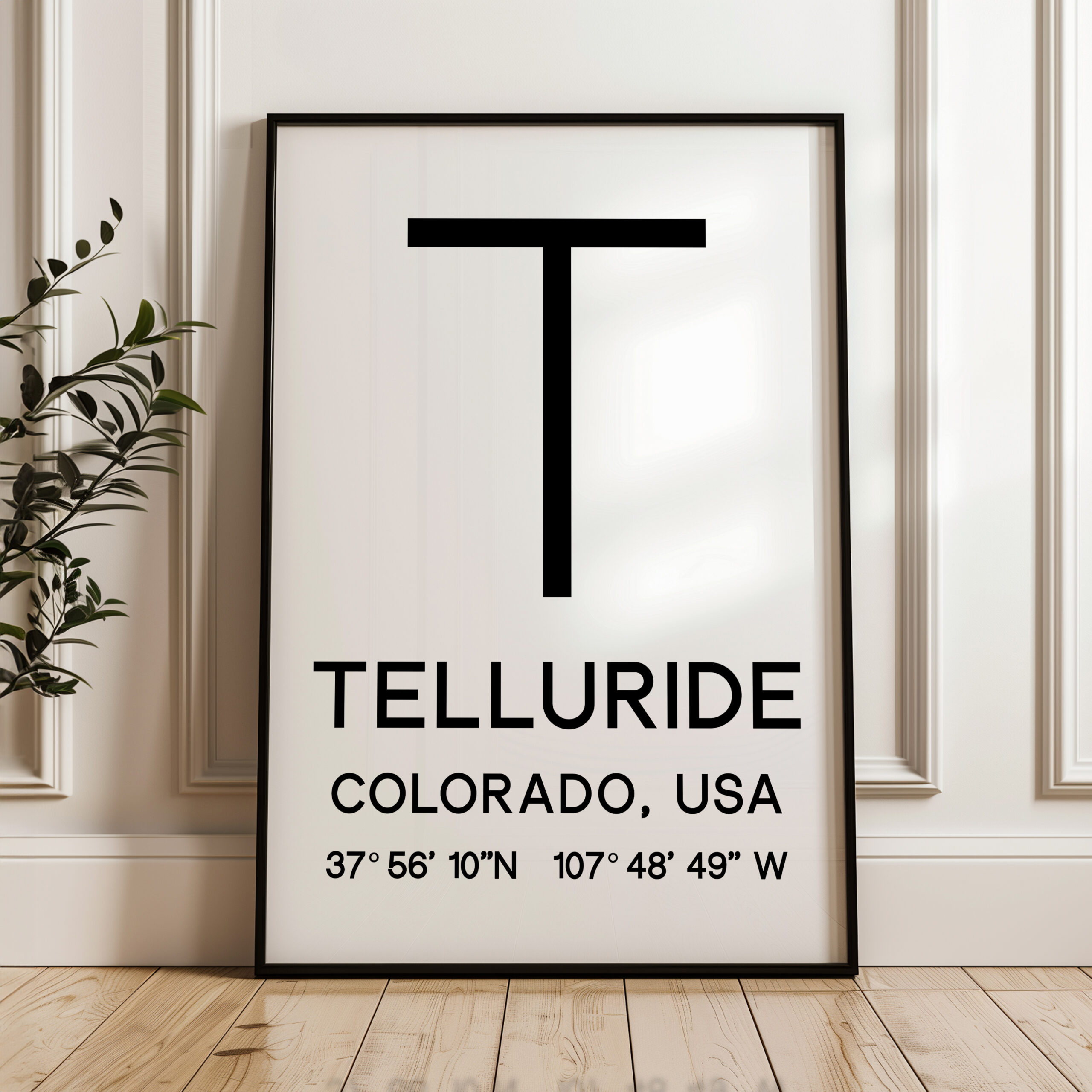 Telluride, Colorado with GPS Coordinates Minimalist Art Print - Image 4