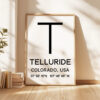 Telluride, Colorado with GPS Coordinates Minimalist Art Print Telluride, Colorado with GPS Coordinates Minimalist Art Print