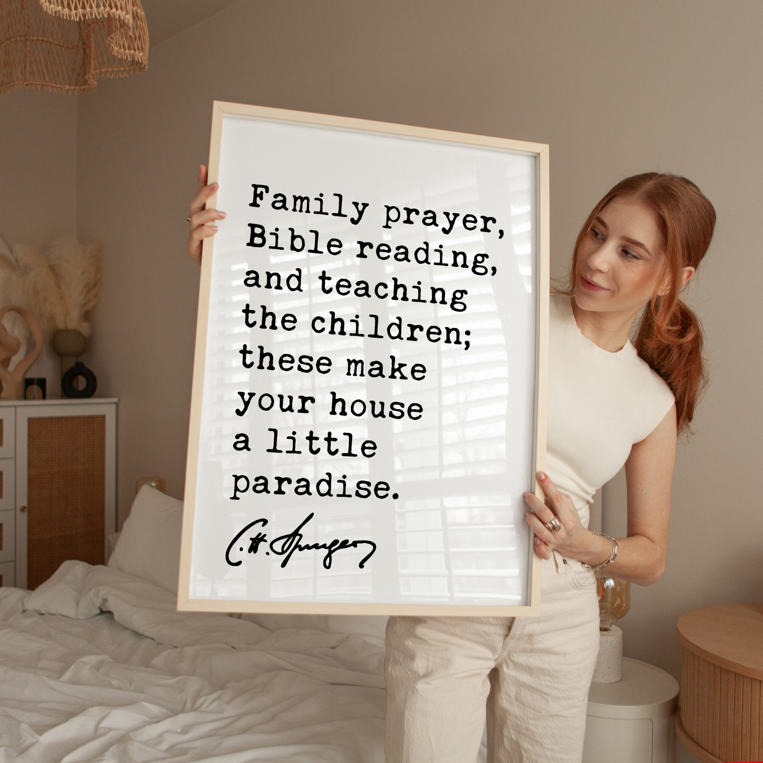 Family prayer, Bible reading, and teaching the children; these make your house a little paradise. Charles Spurgeon Quote Typography Art Print - Image 3