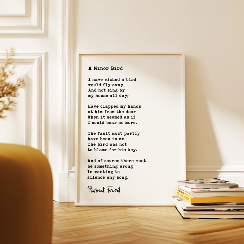 A Minor Bird Poem by Robert Frost Typography Art Print - Image 4