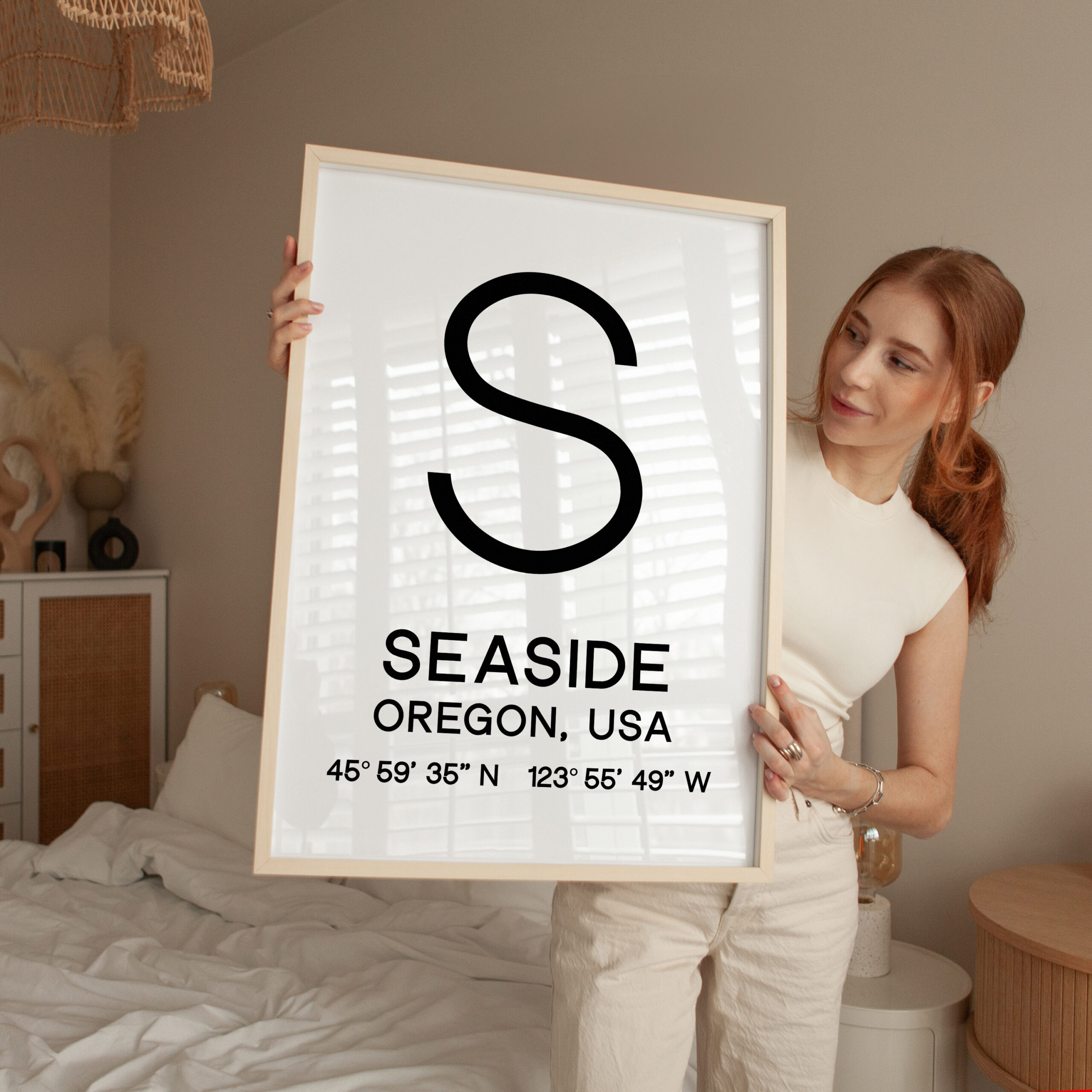 Seaside, Oregon with GPS Coordinates Minimalist Art Print • Travel • Coast - Image 4