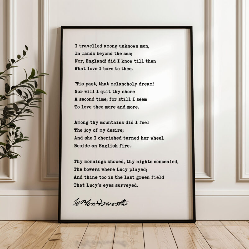 I Travelled Among Unknown Men • William Wordsworth Poem • Typography Art Print - Image 4