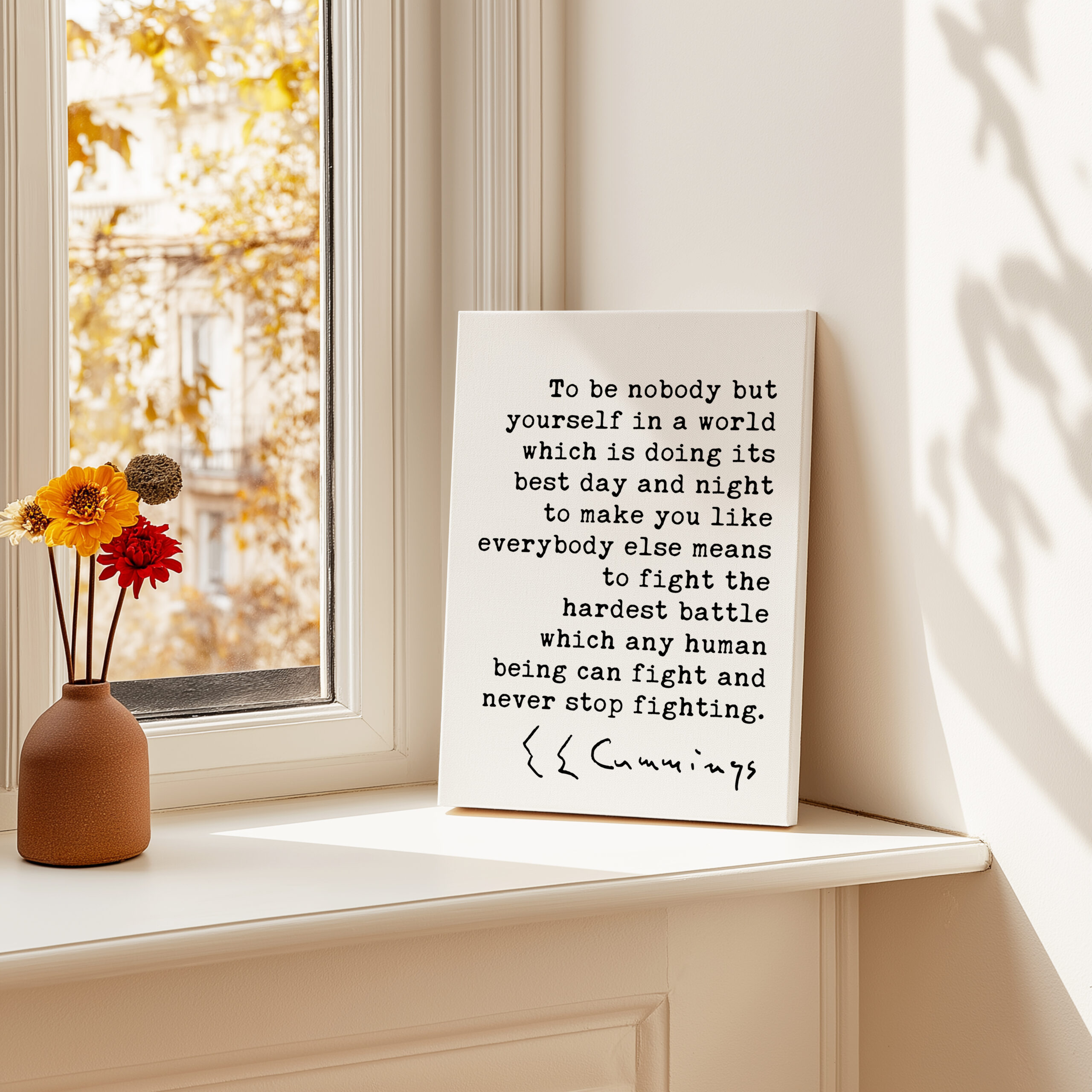 E.E. Cummings Quote - To be nobody but yourself in a world... Typography Canvas Art Print • Inspirational • Courage - Image 4