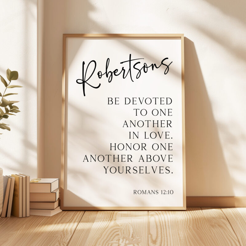 Be Devoted to One Another in Love, Romans 12:10 • Personalized with Name • Typography Art Print • Christian • Wedding • Anniversary - Image 3