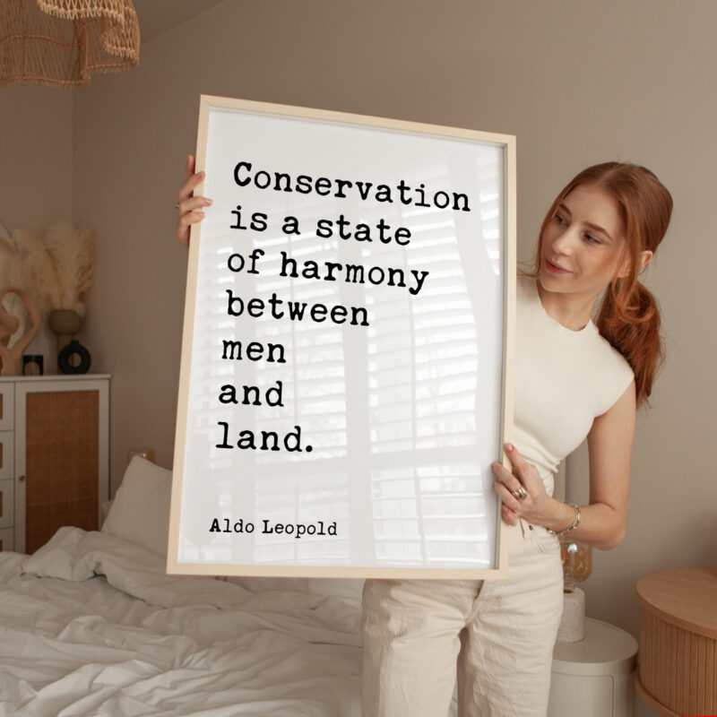 Conservation is a state of harmony between men and land. • Aldo Leopold Quote • Typography Art Print - Image 3