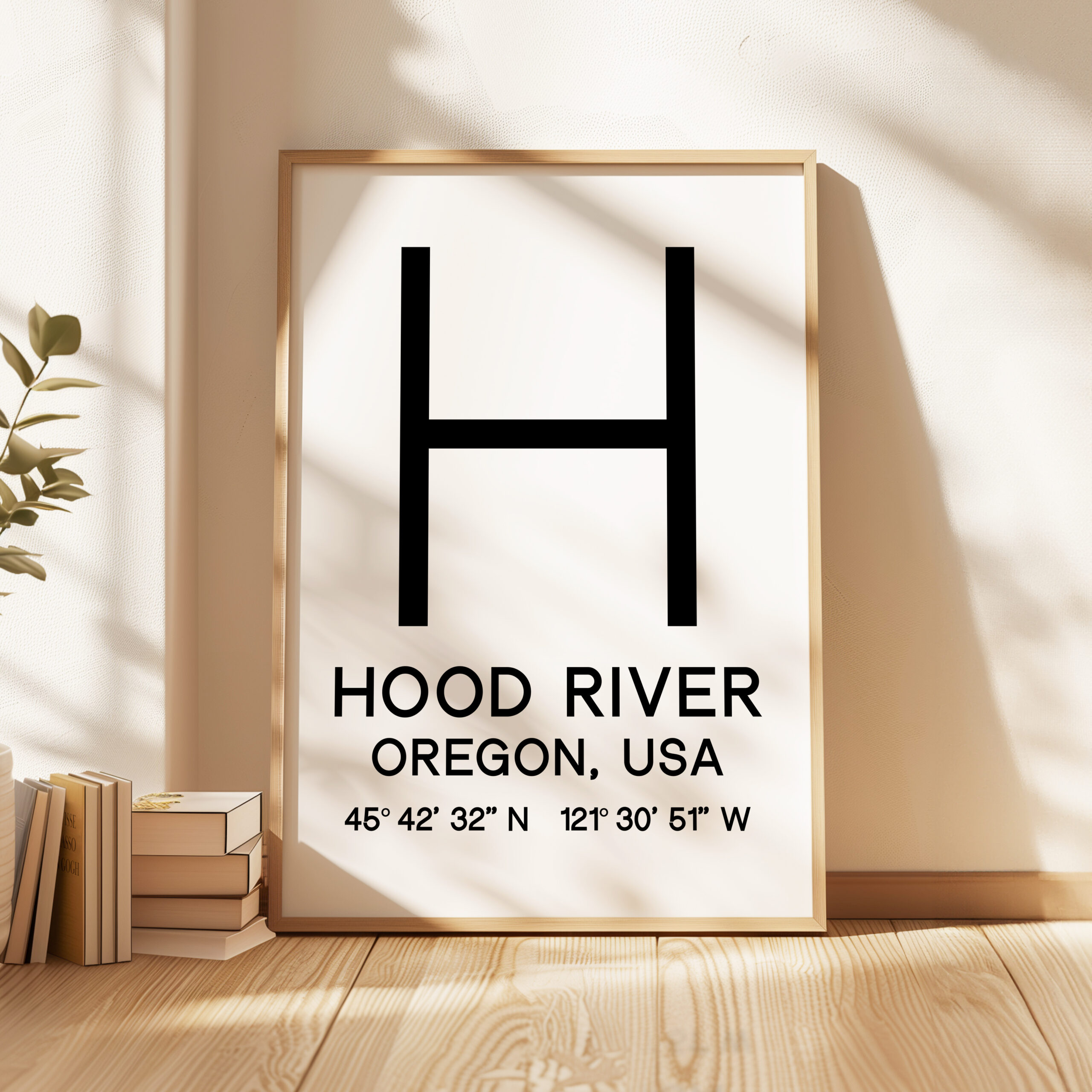 Hood River, Oregon with GPS Coordinates Typography Art Print • Minimalist Wall Art - Image 4