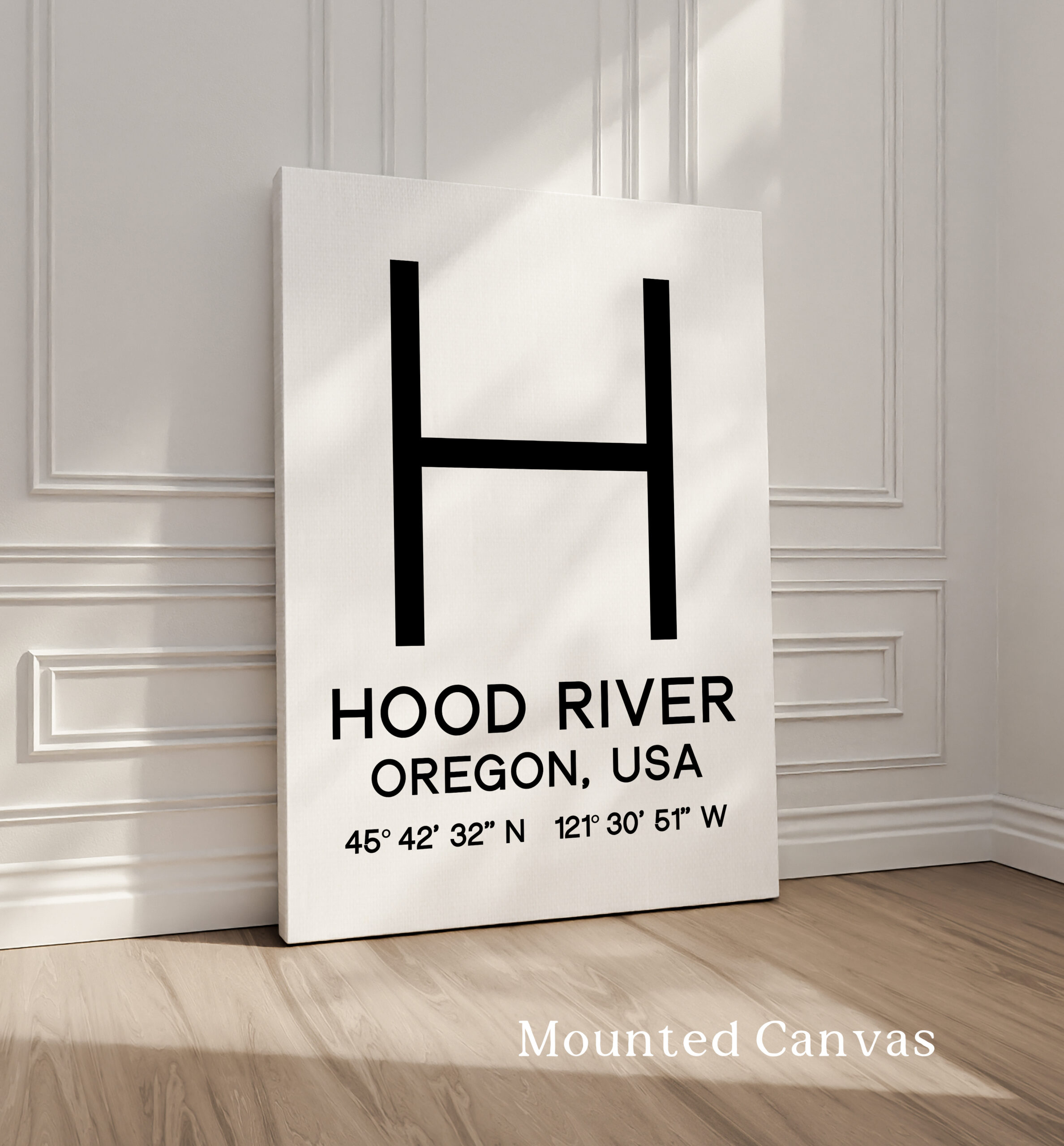 Hood River, Oregon with GPS Coordinates Typography Art Print • Minimalist Wall Art - Image 2