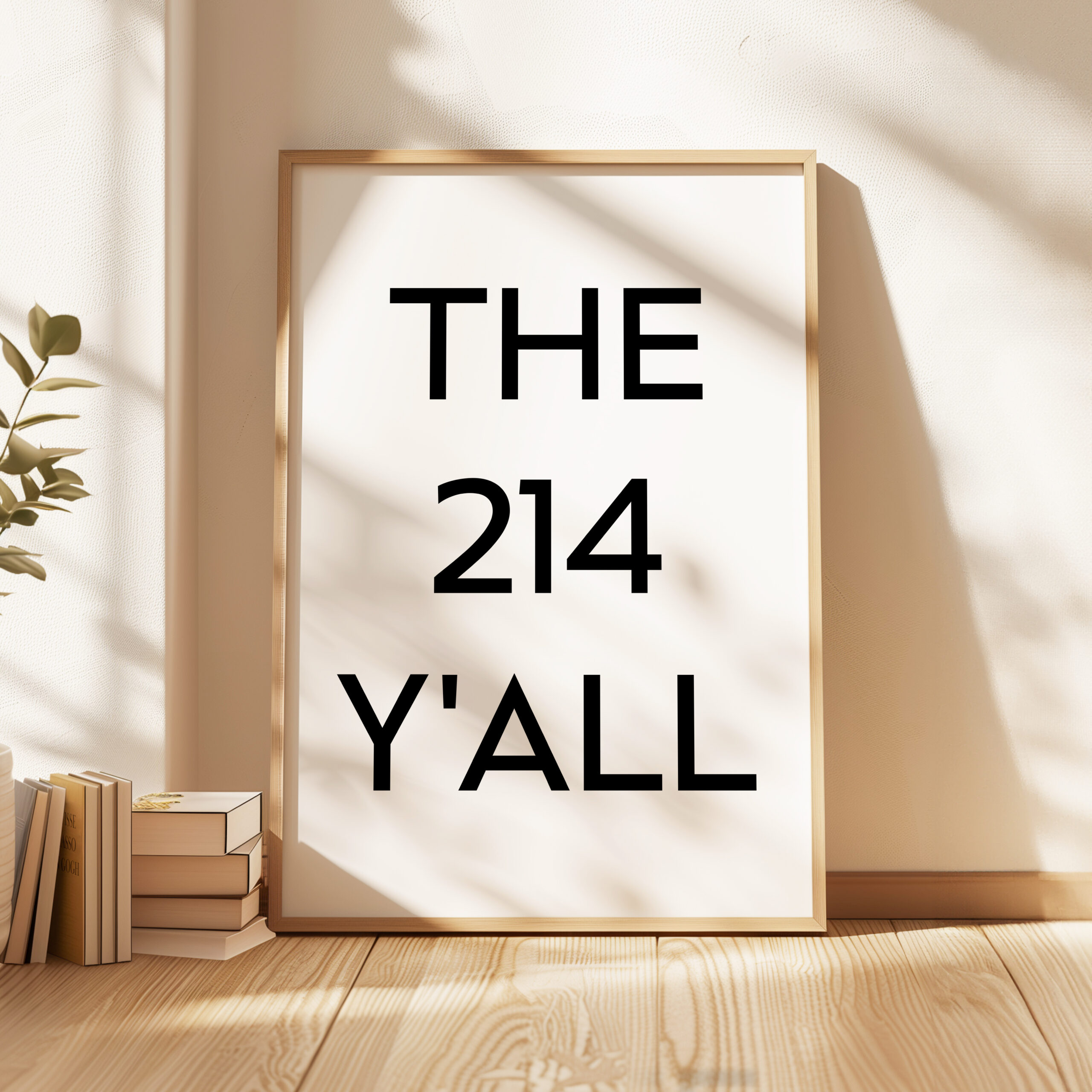 The 214 Y'all Minimalist Art Print • Dallas, Texas • Original Area Code • History • Culture