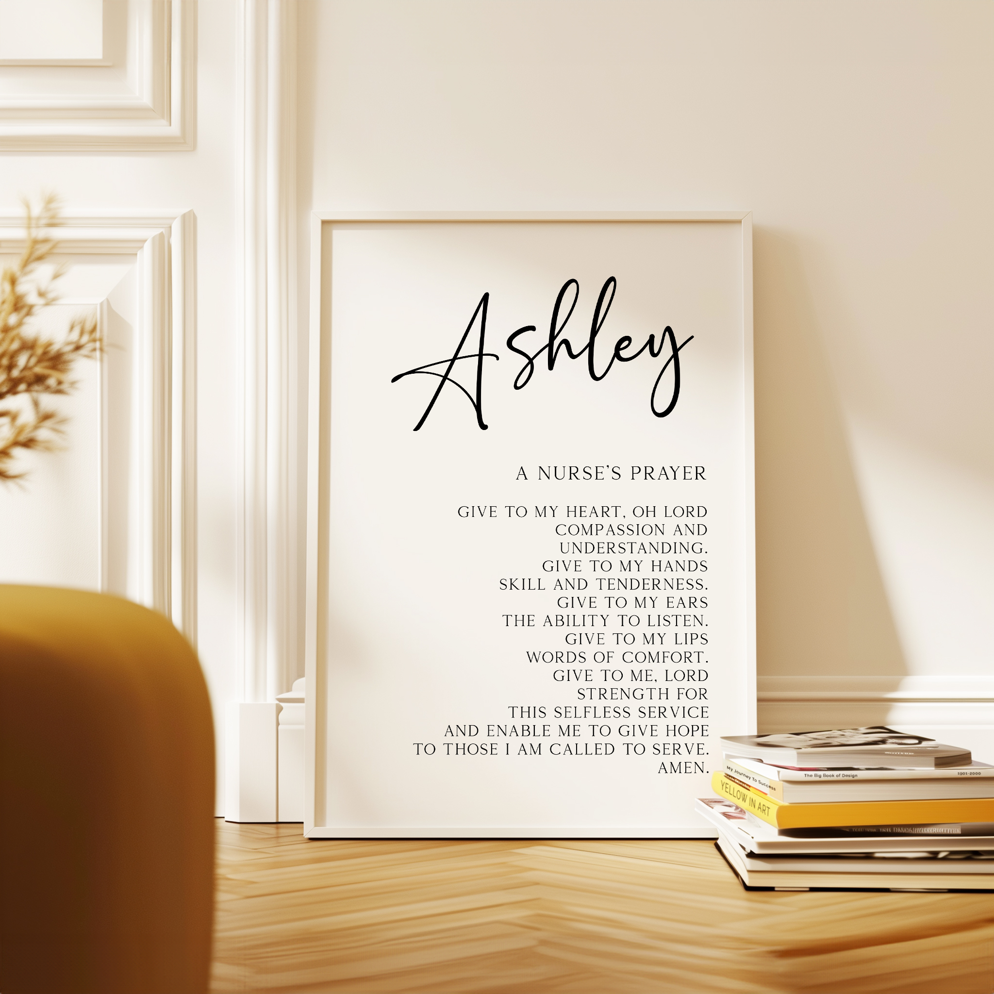 Personalized Nurse's Prayer with Name • Give To My Heart Oh Lord. • Typography Art Print - Image 4