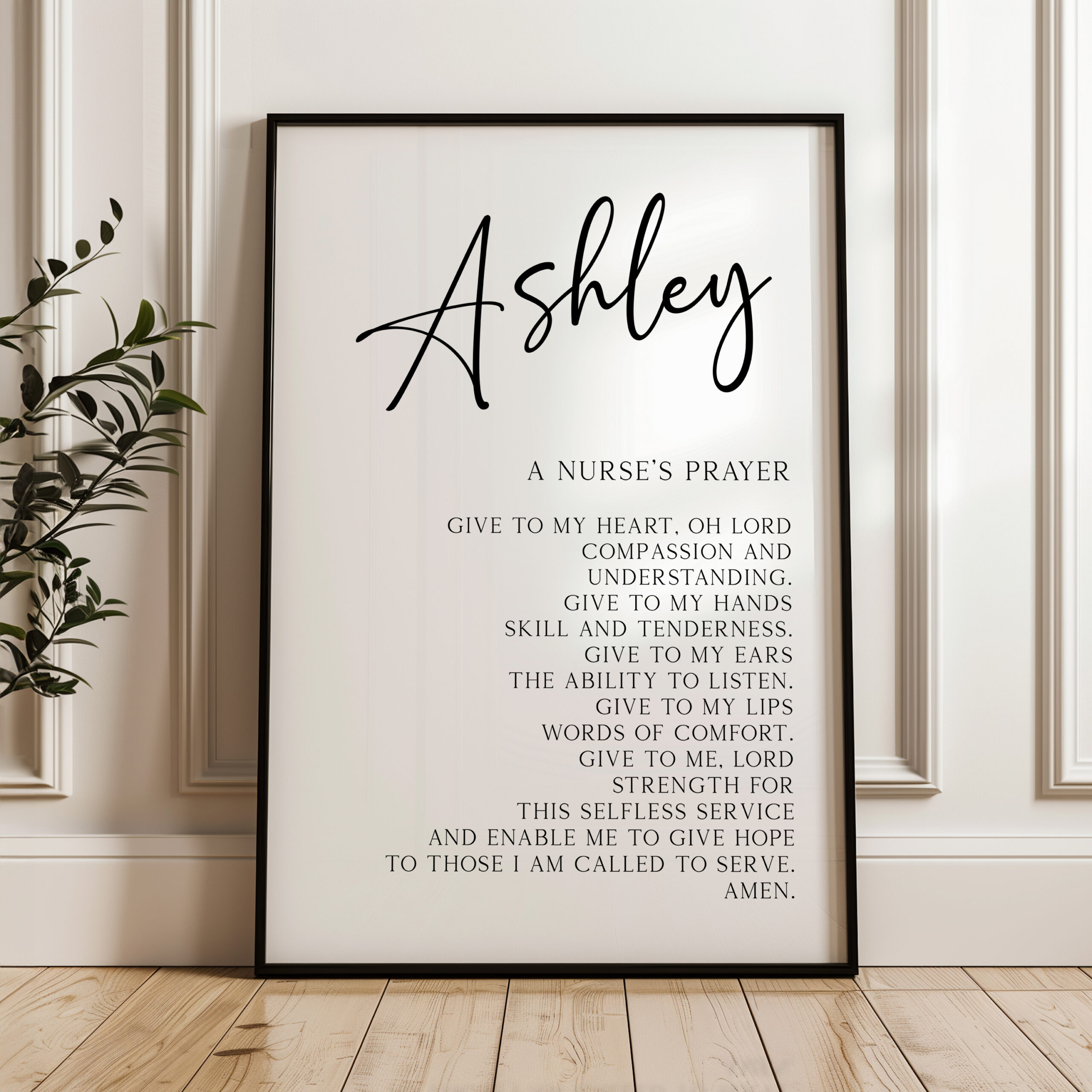 Personalized Nurse's Prayer with Name • Give To My Heart Oh Lord. • Typography Art Print - Image 5