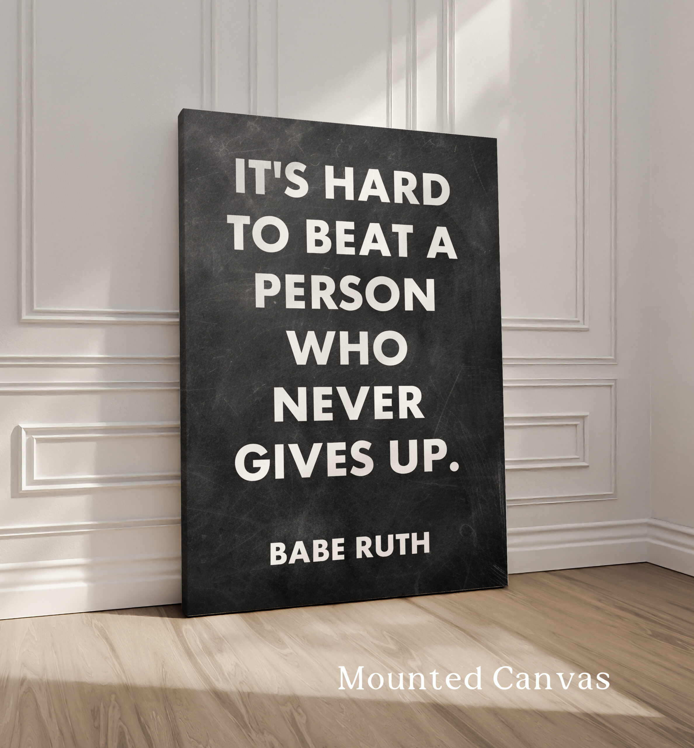 It's hard to beat a person who never gives up. Babe Ruth Quote Typography Art Print - Image 2