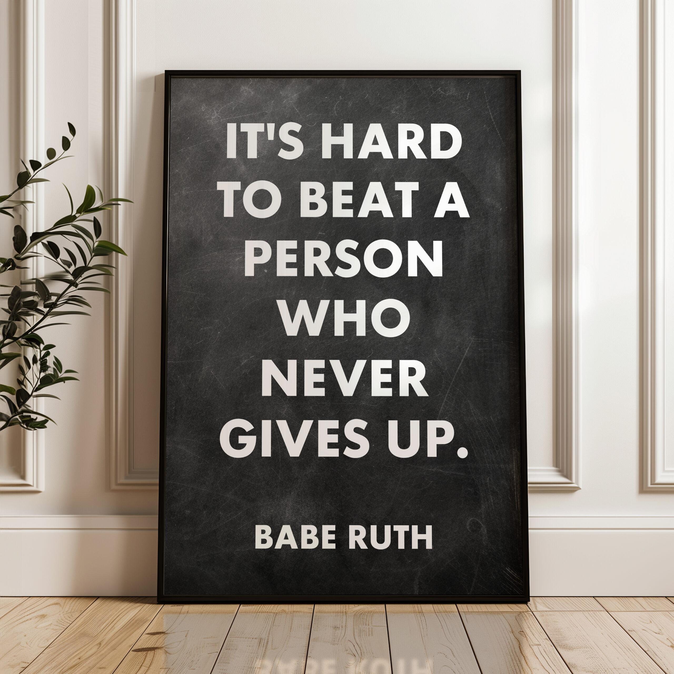 It's hard to beat a person who never gives up. Babe Ruth Quote Typography Art Print - Image 3