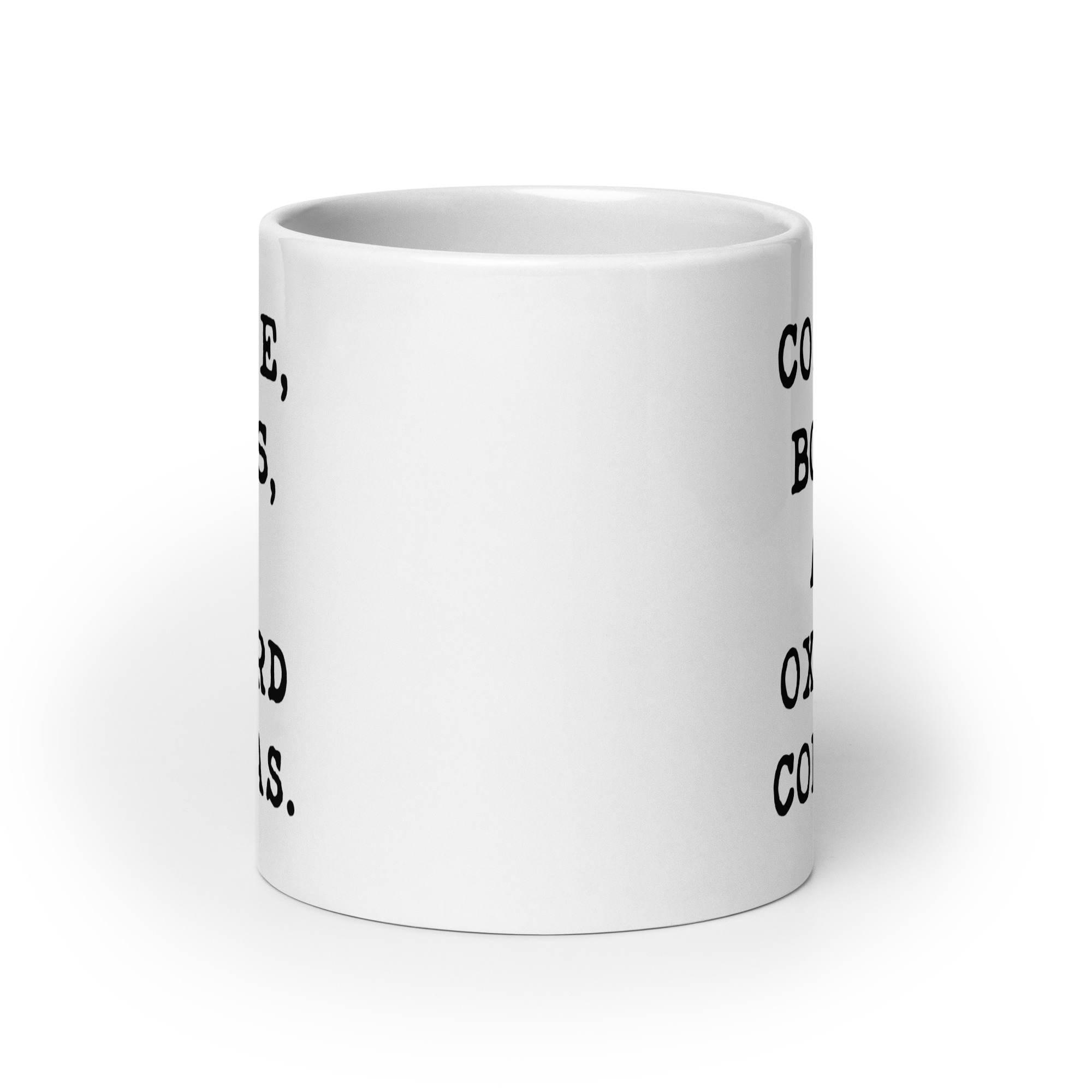 Coffee, Books, and Oxford Commas Typography Coffee Mug - Image 9