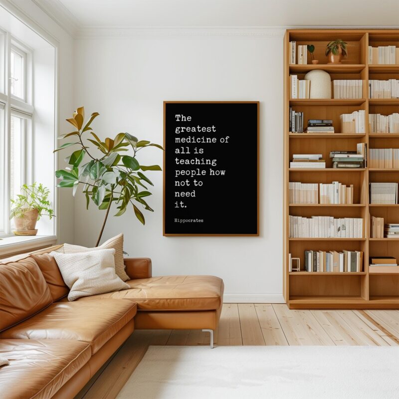 The greatest medicine of all is teaching people how not to need it. Hippocrates Quote Art Print • Health • Fitness • Nutrition • Wellness - Image 7
