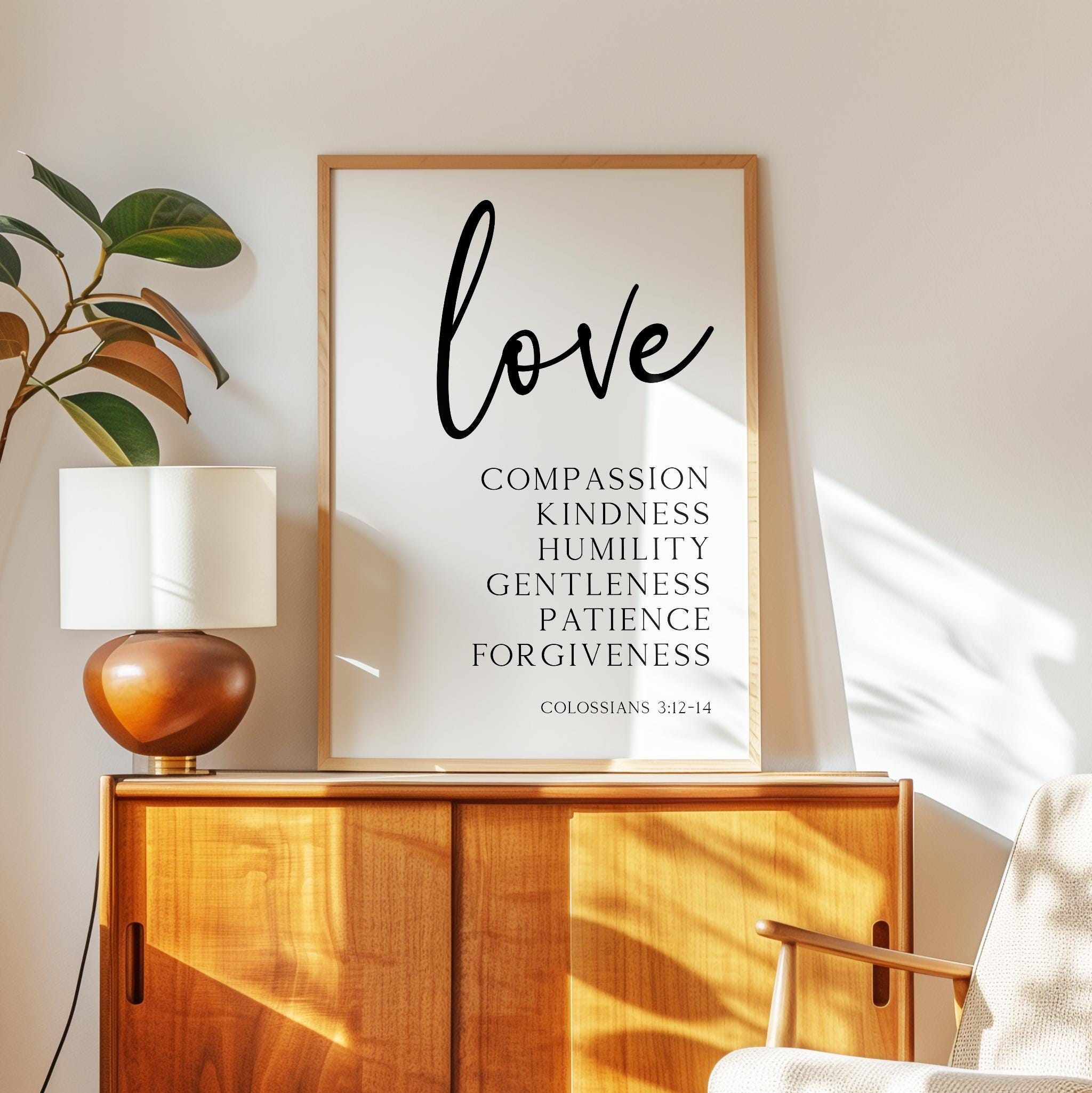 Love, Compassion, Kindness, Humility, Gentleness, Patience, Forgiveness • Colossians 3:12-14 • Typography Art Print • Weddings • Baptisms - Image 8