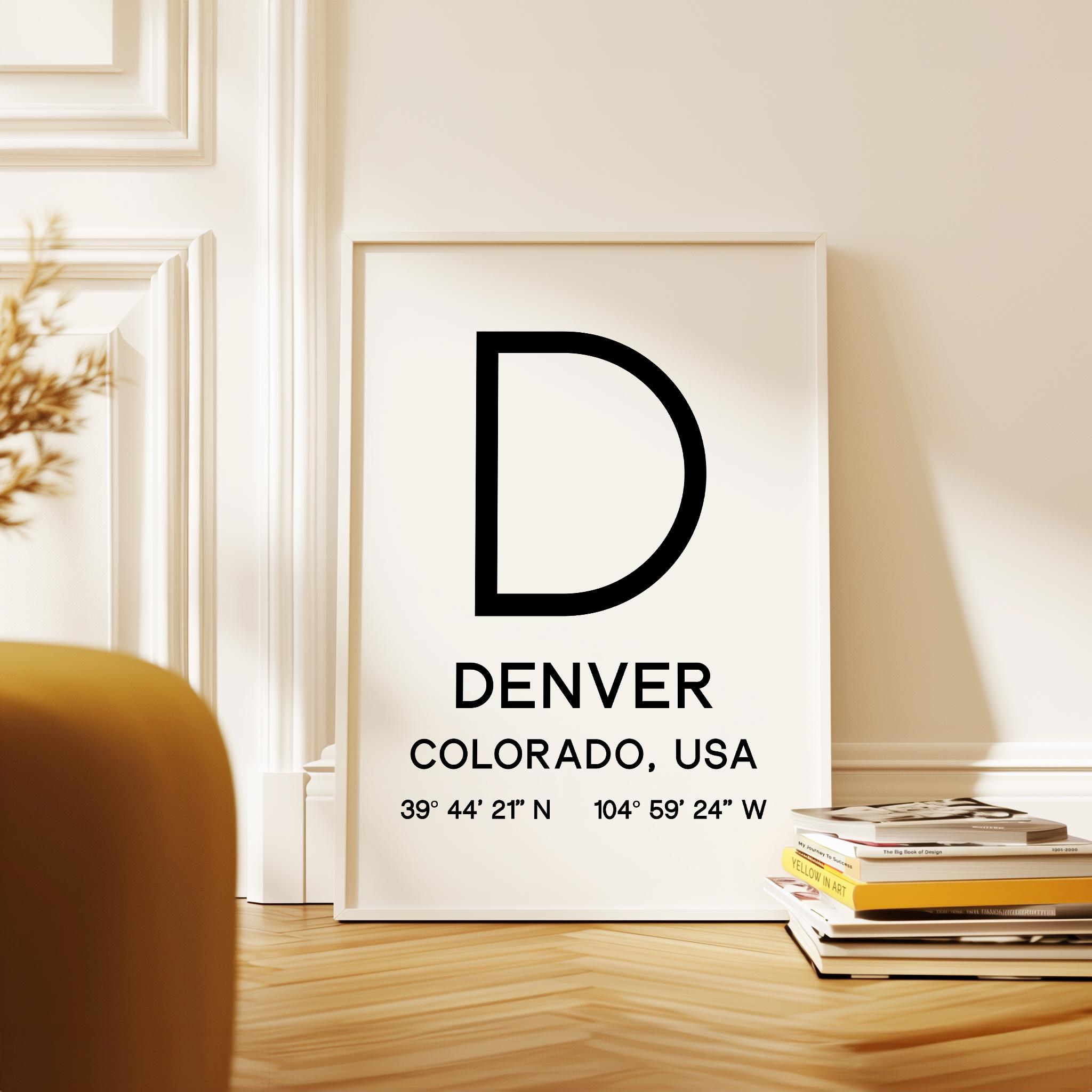 Denver, Colorado with GPS Coordinates Typography Art Print - Image 6