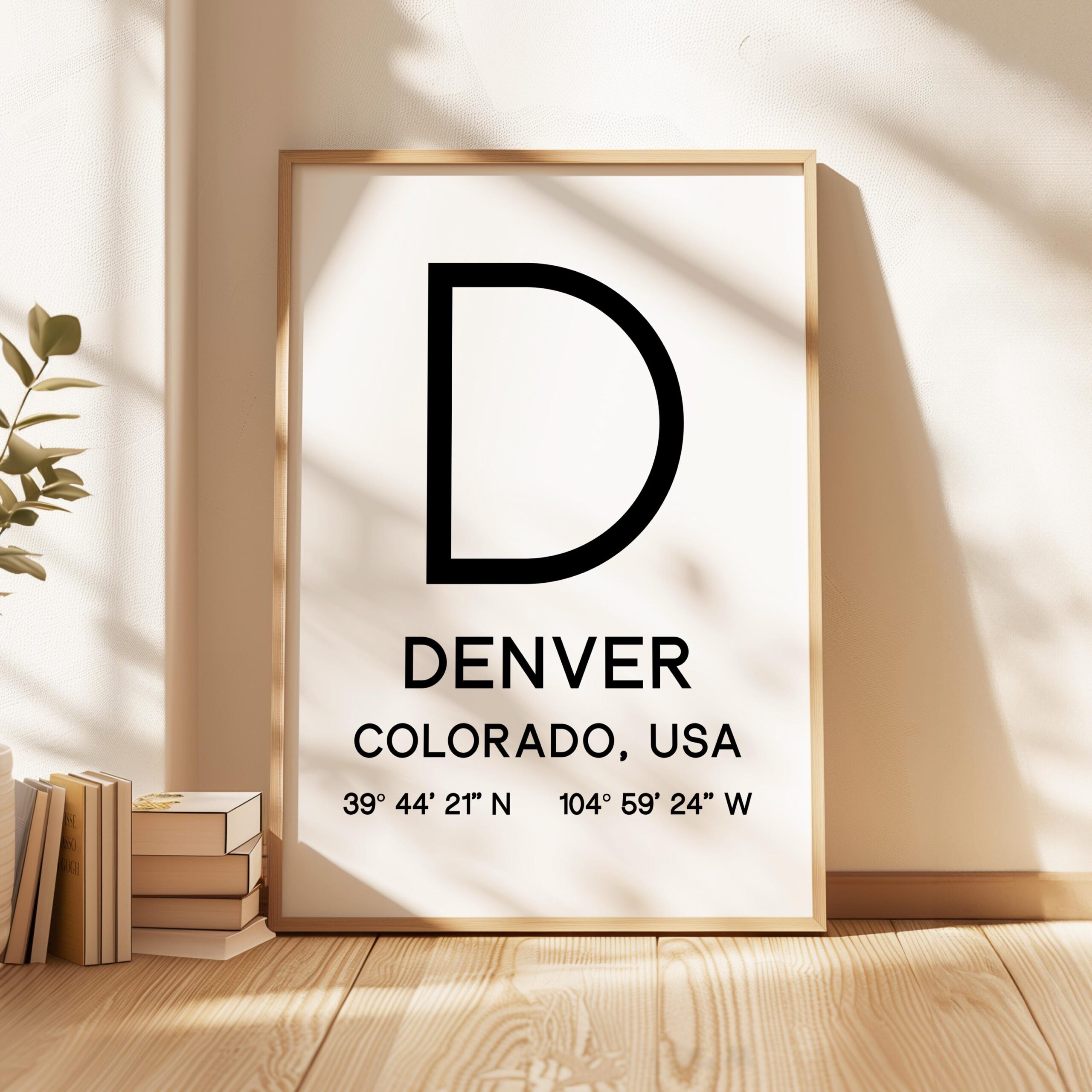 Denver, Colorado with GPS Coordinates Typography Art Print