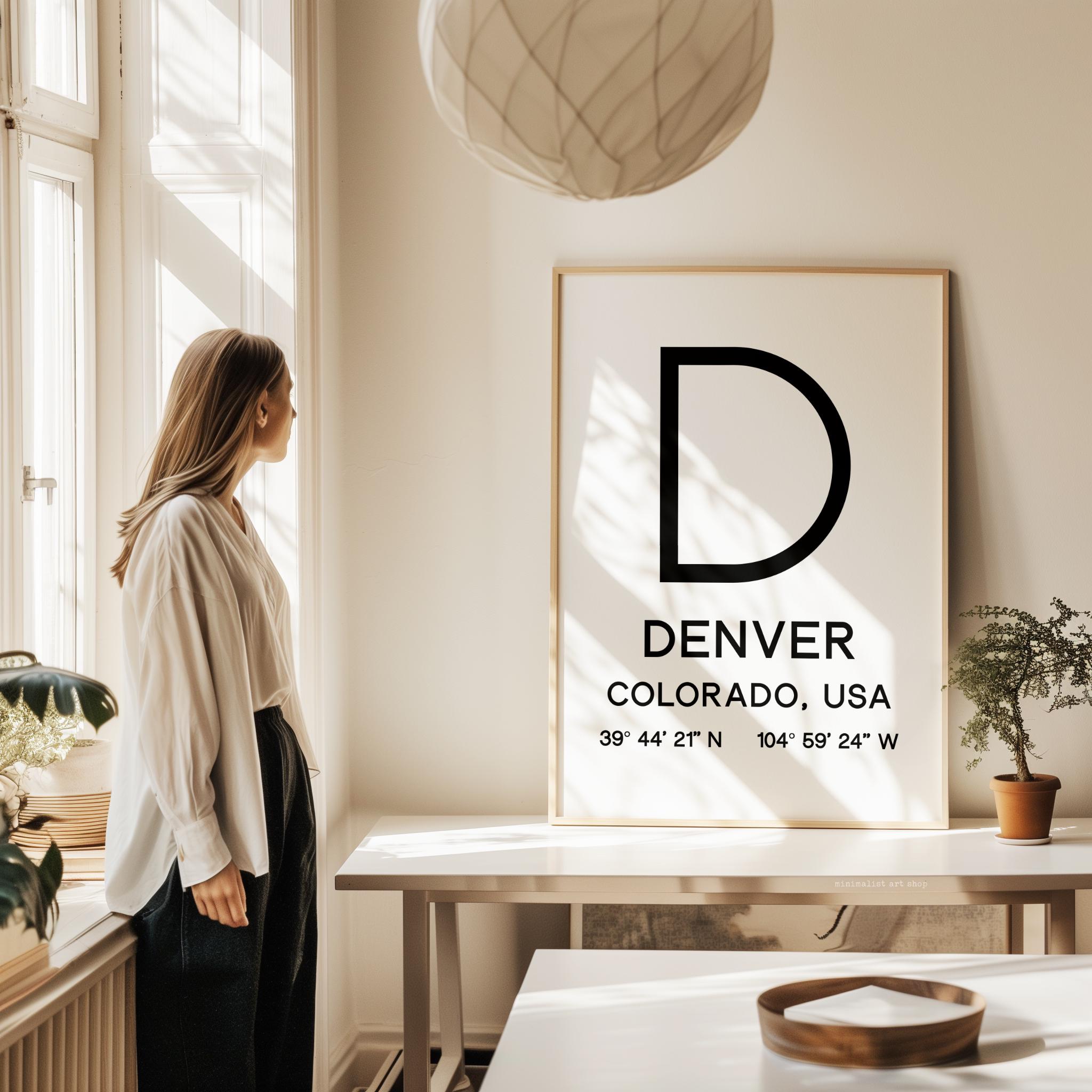 Denver, Colorado with GPS Coordinates Typography Art Print - Image 4