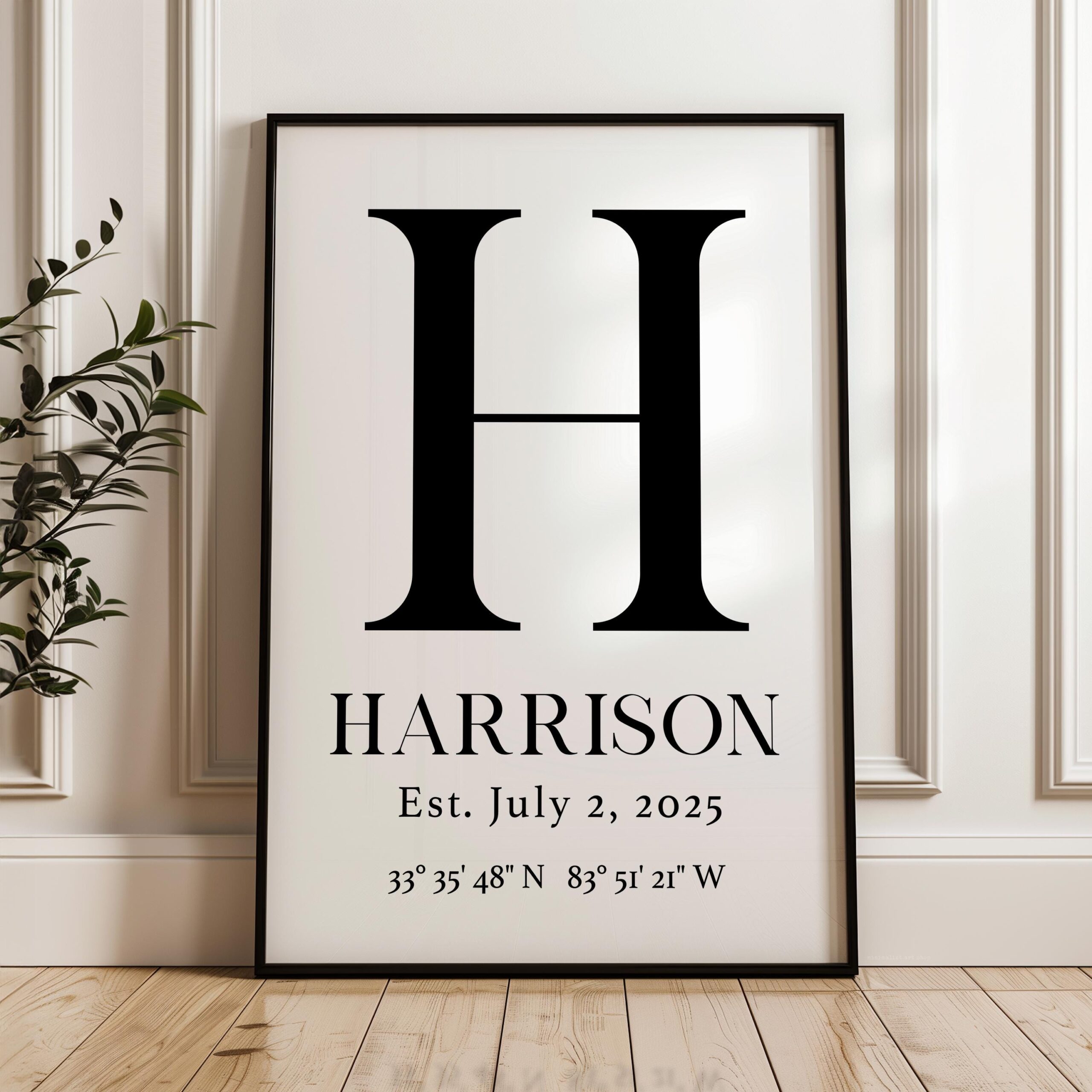 Personalized Family Monogram Sign with Name, Established Date, GPS • Typography Art Print • Great for Housewarmings, Anniversaries, Weddings