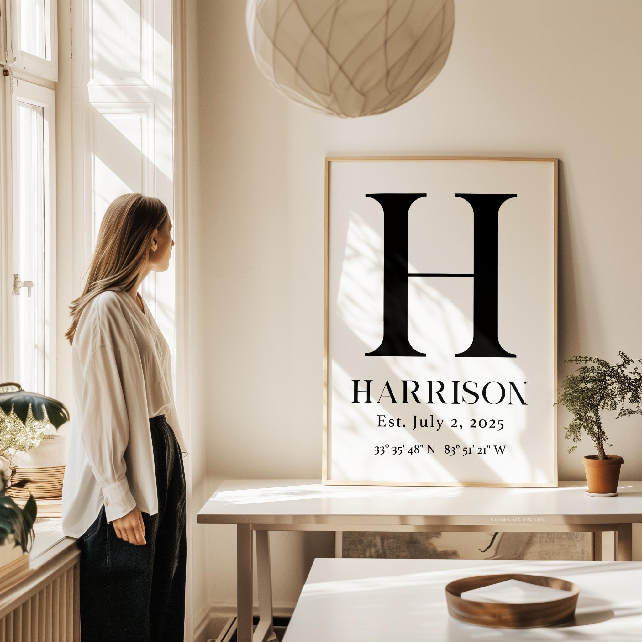 Personalized Family Monogram Sign with Name, Established Date, GPS • Typography Art Print • Great for Housewarmings, Anniversaries, Weddings - Image 4