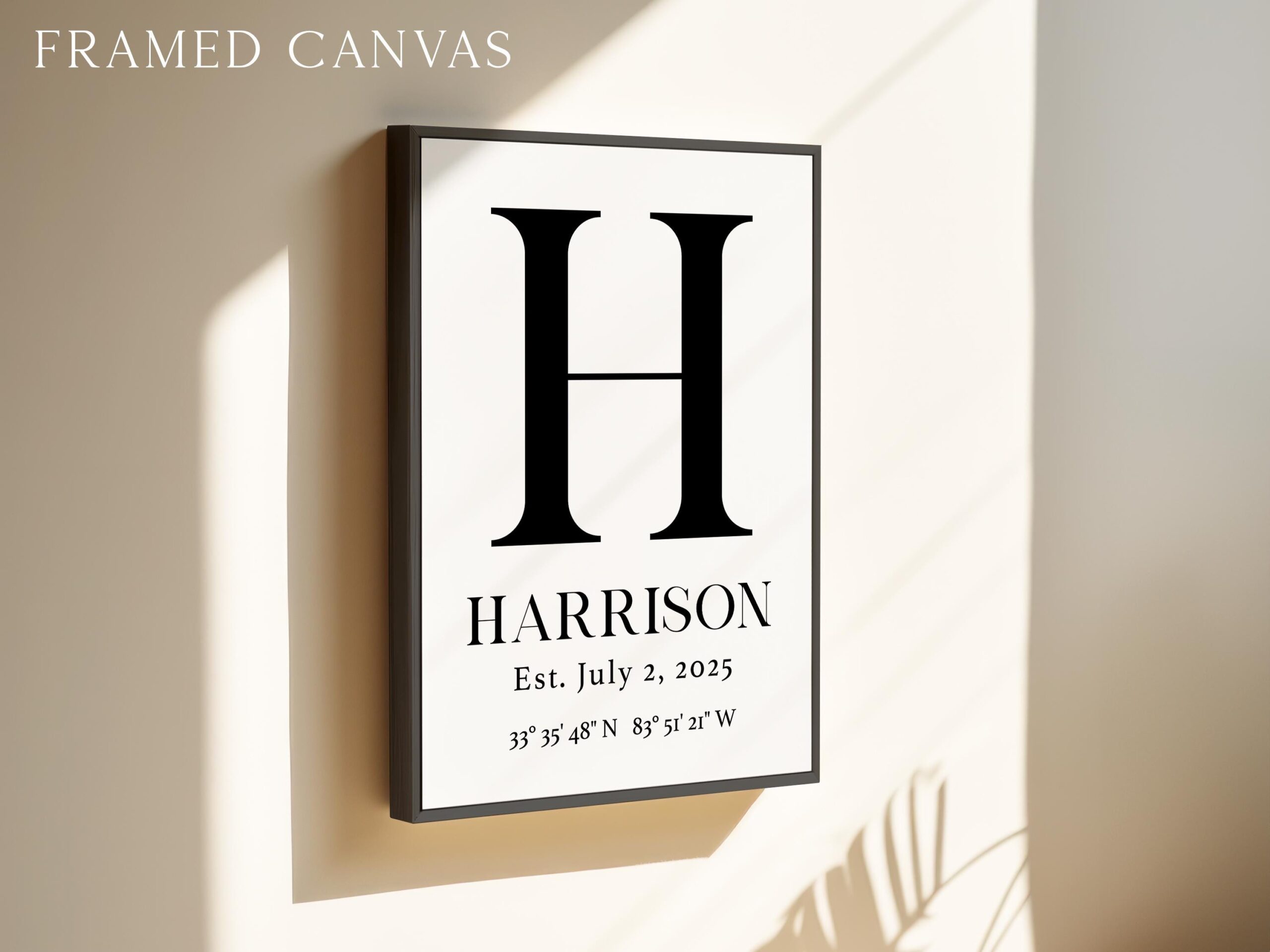 Personalized Family Monogram Sign with Name, Established Date, GPS • Typography Art Print • Great for Housewarmings, Anniversaries, Weddings - Image 3